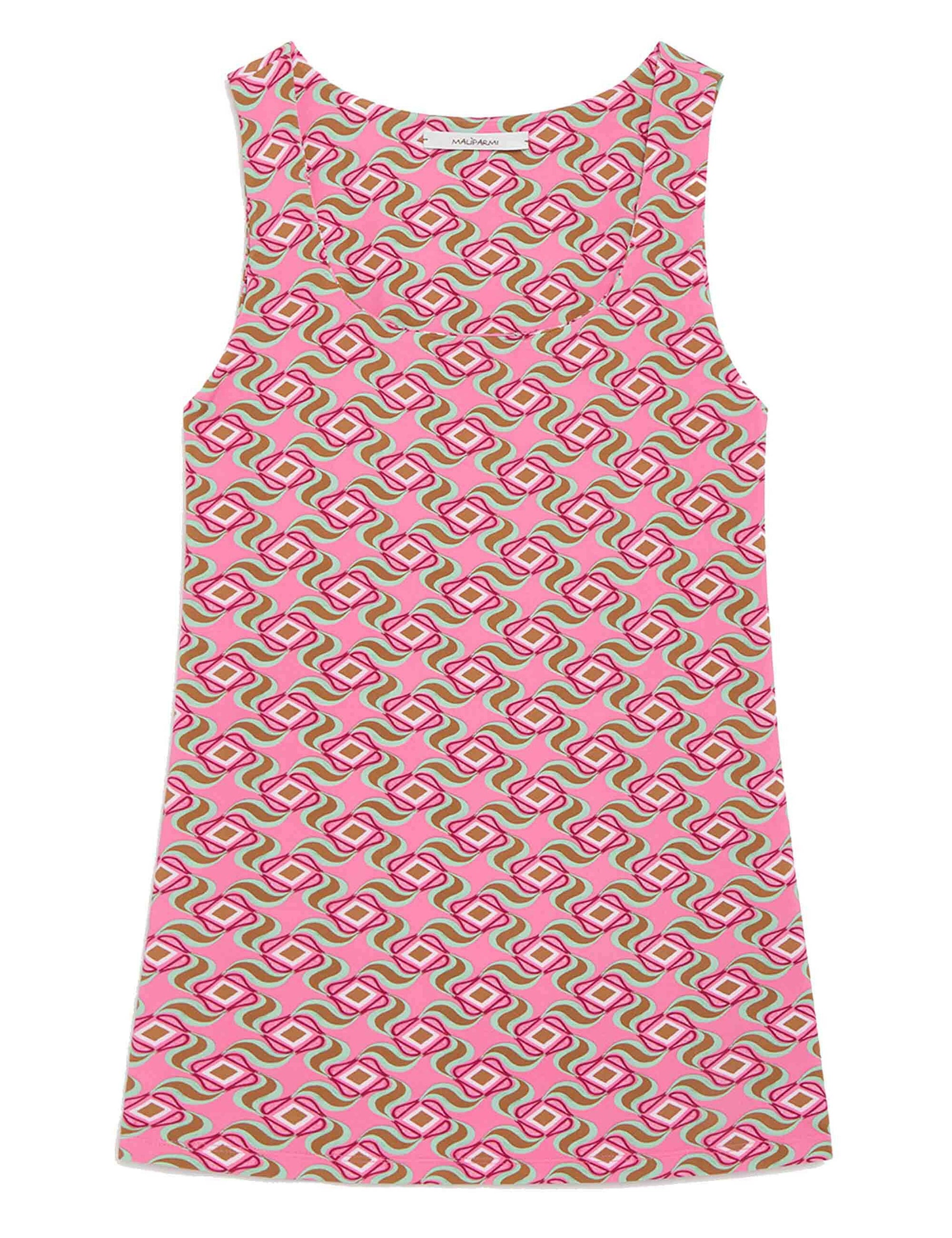 Top donna Swirl Print in jersey rosa a fantasia