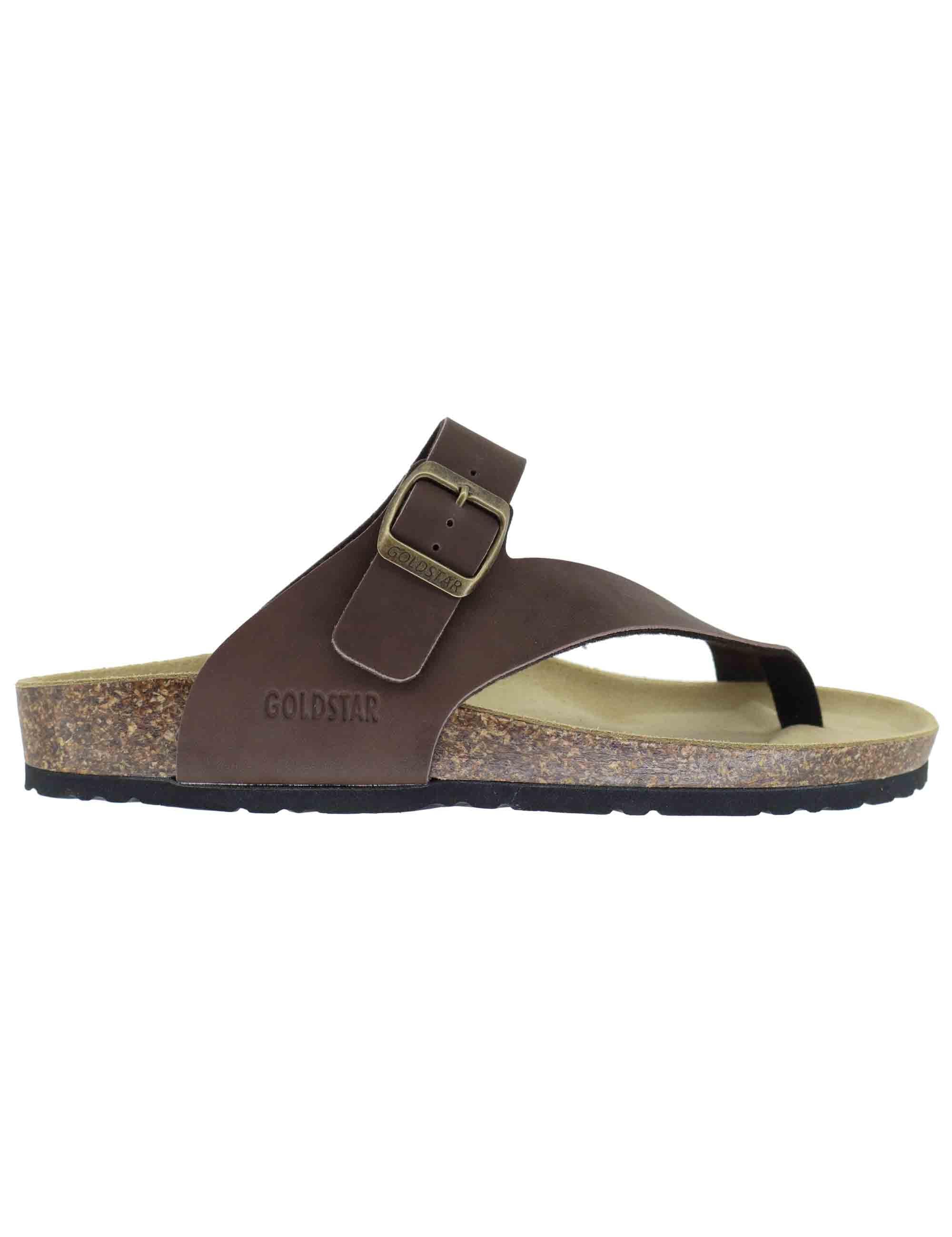 Sandali infradito uomo in pelle marrone Uomo GS9904 014