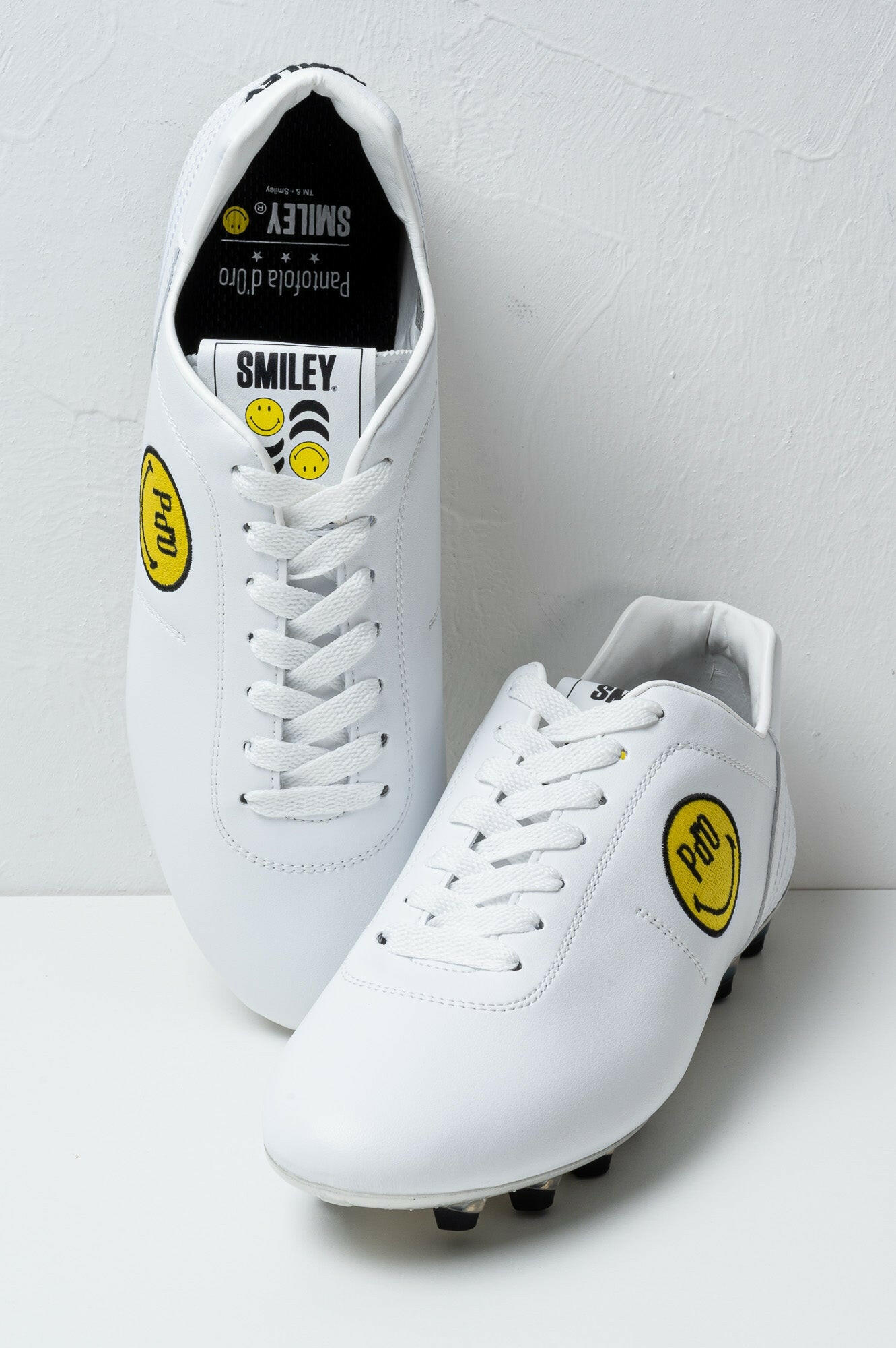 Scarpe da calcio in Lazzarini 2.0 in pelle bianca Edizione Smiley Black.