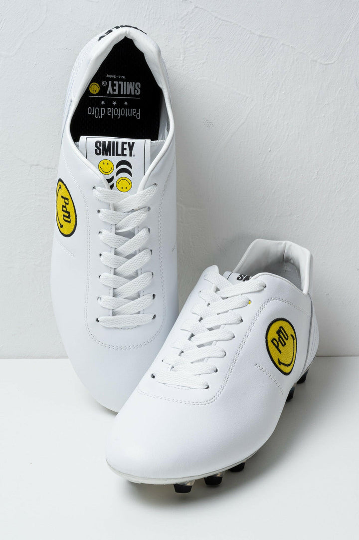 Scarpe da calcio in Lazzarini 2.0 in pelle bianca Edizione Smiley Black.