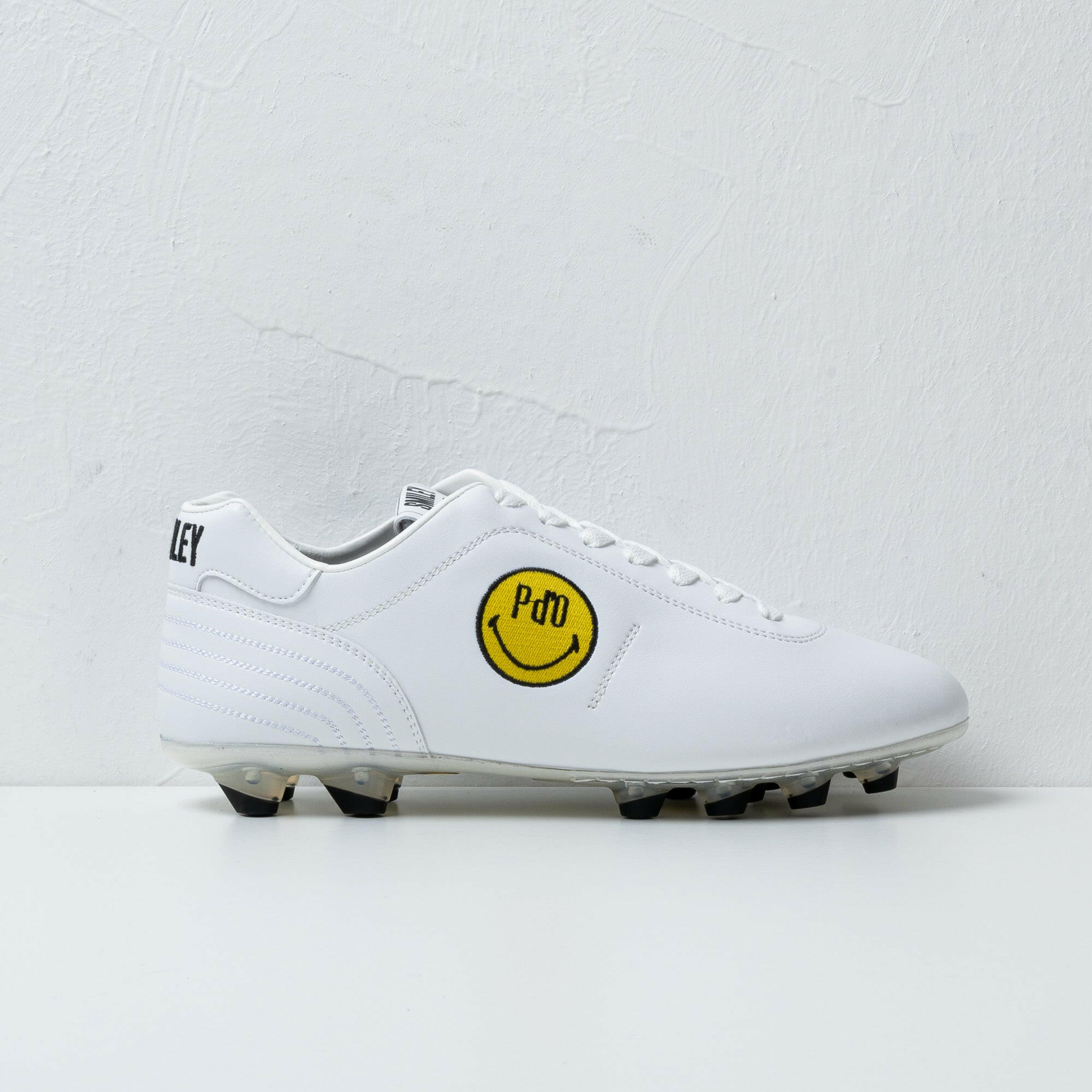 Scarpe da calcio in Lazzarini 2.0 in pelle bianca Edizione Smiley Black.