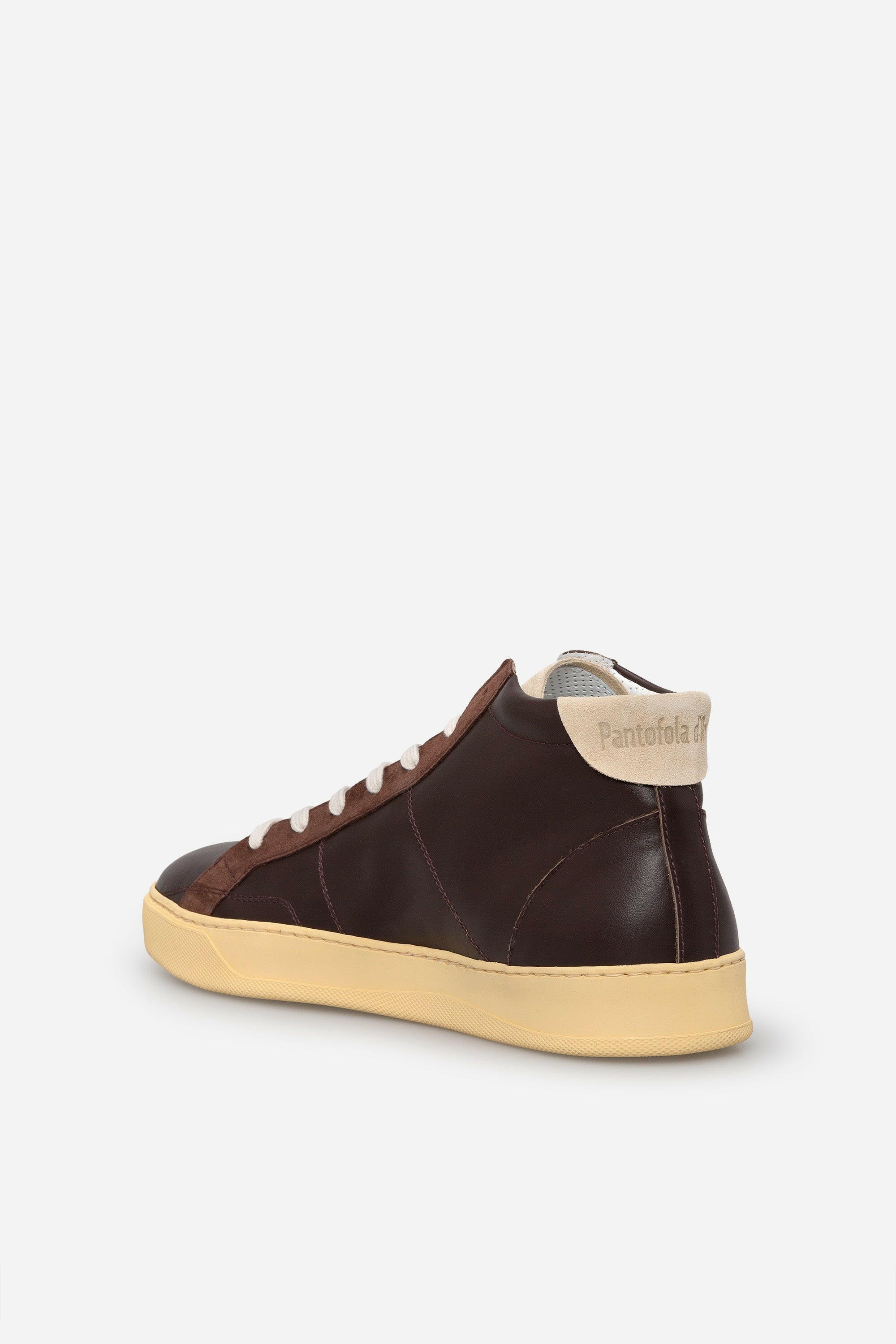 Sneakers uomo Del Bello Mid in pelle marrone.