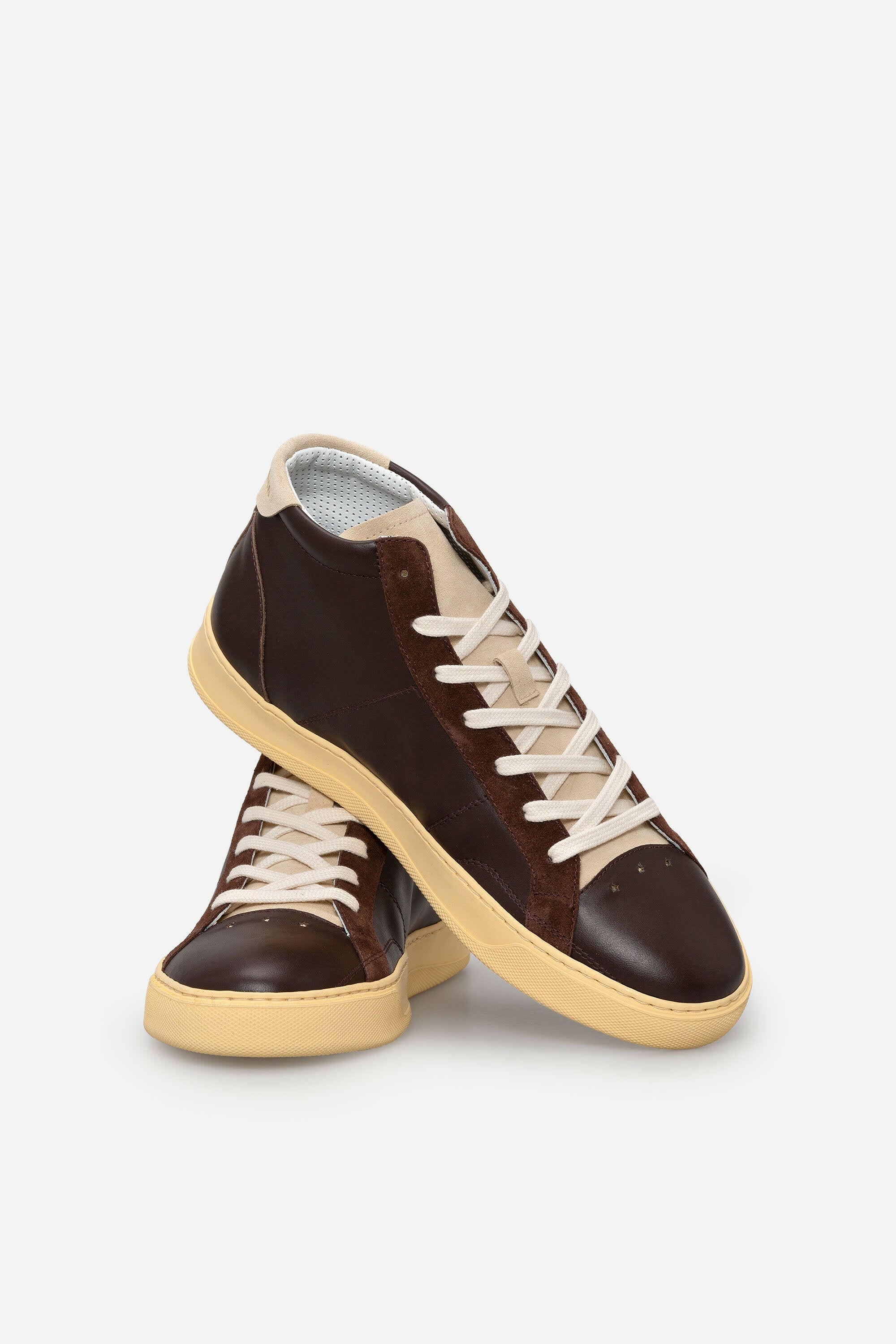 Sneakers uomo Del Bello Mid in pelle marrone.