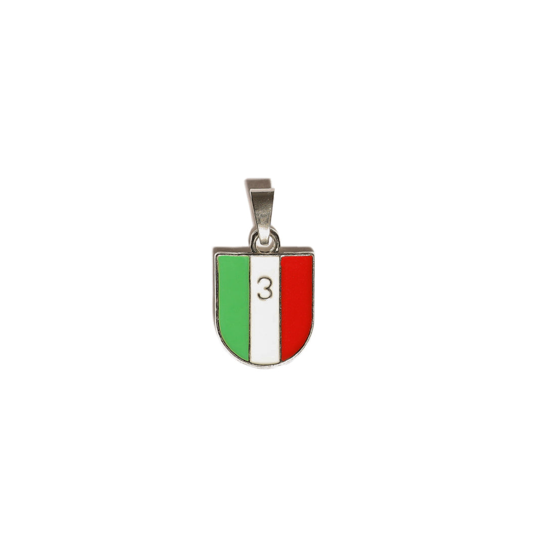 Charm Scudetto Tricolore in acciaio argento