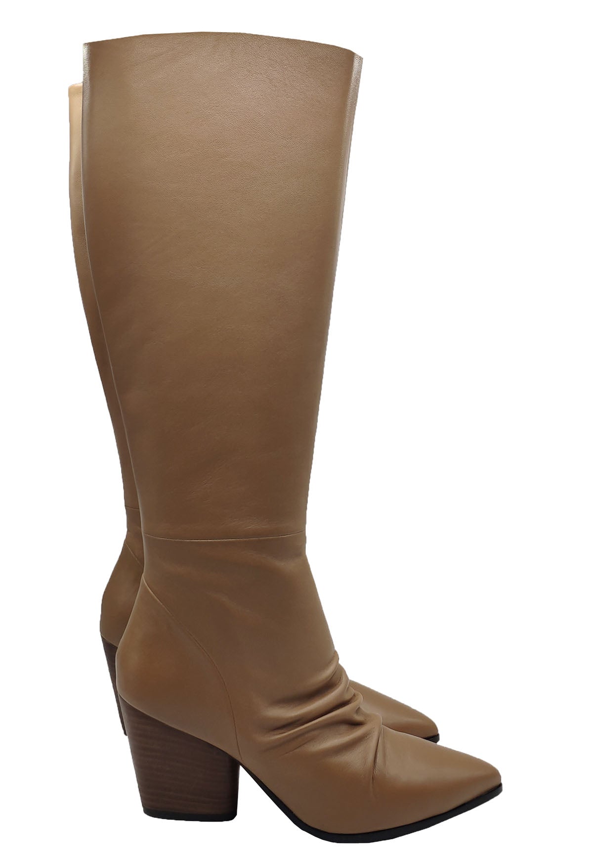 Women's Footwear Nude Leather Boots With Mexican Heel