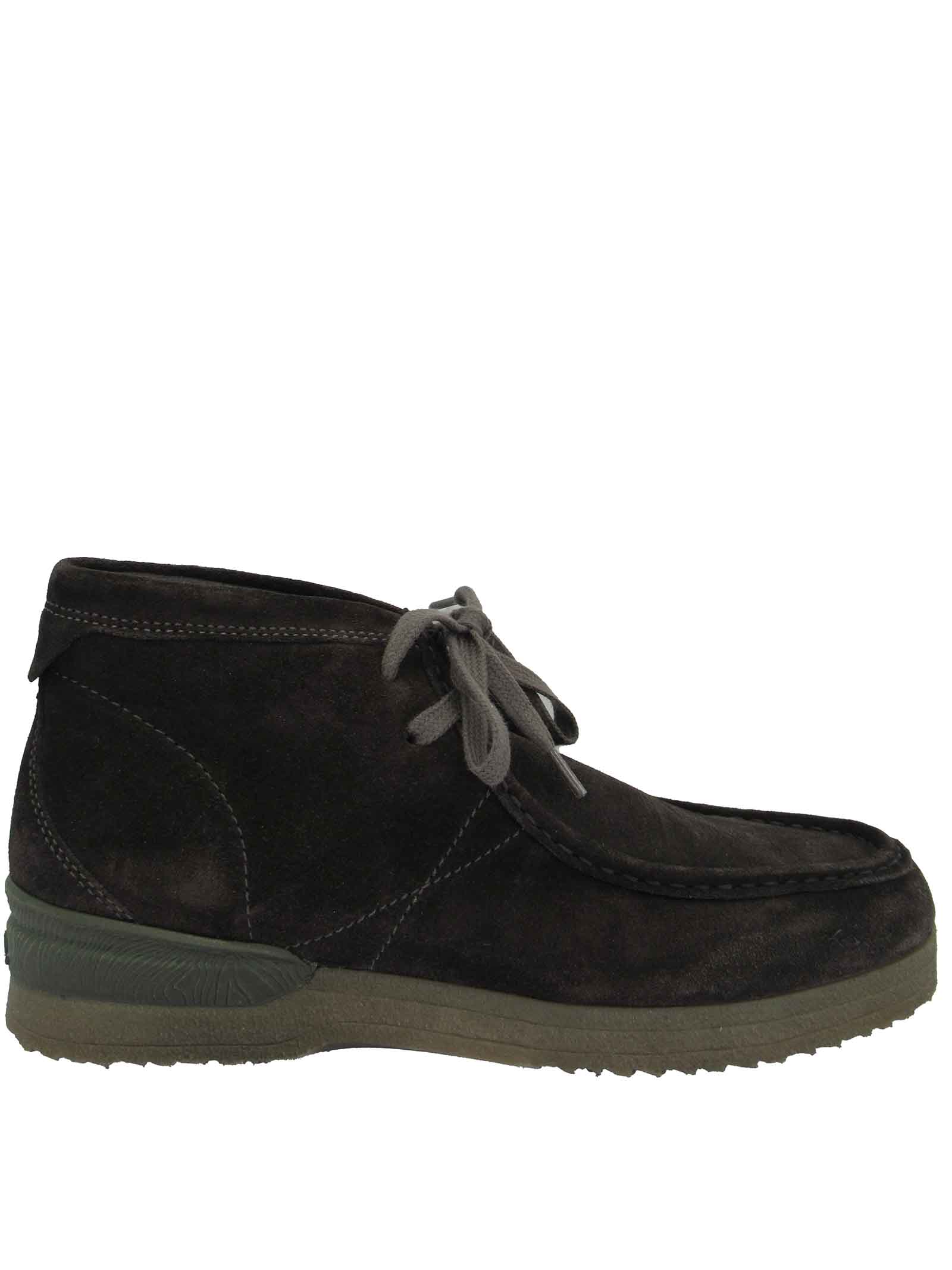Men's Footwear Ankle Boots in Mud Suede with Stitching and Para Sole