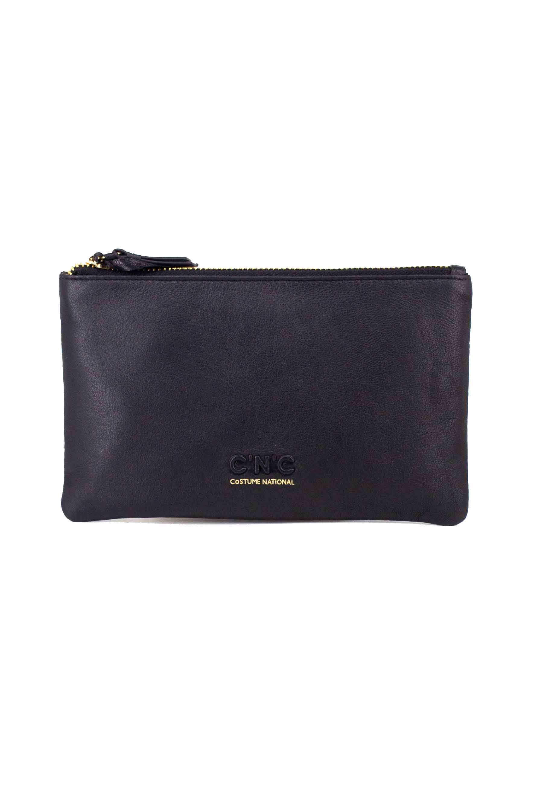 Men's zip wallet in black leather