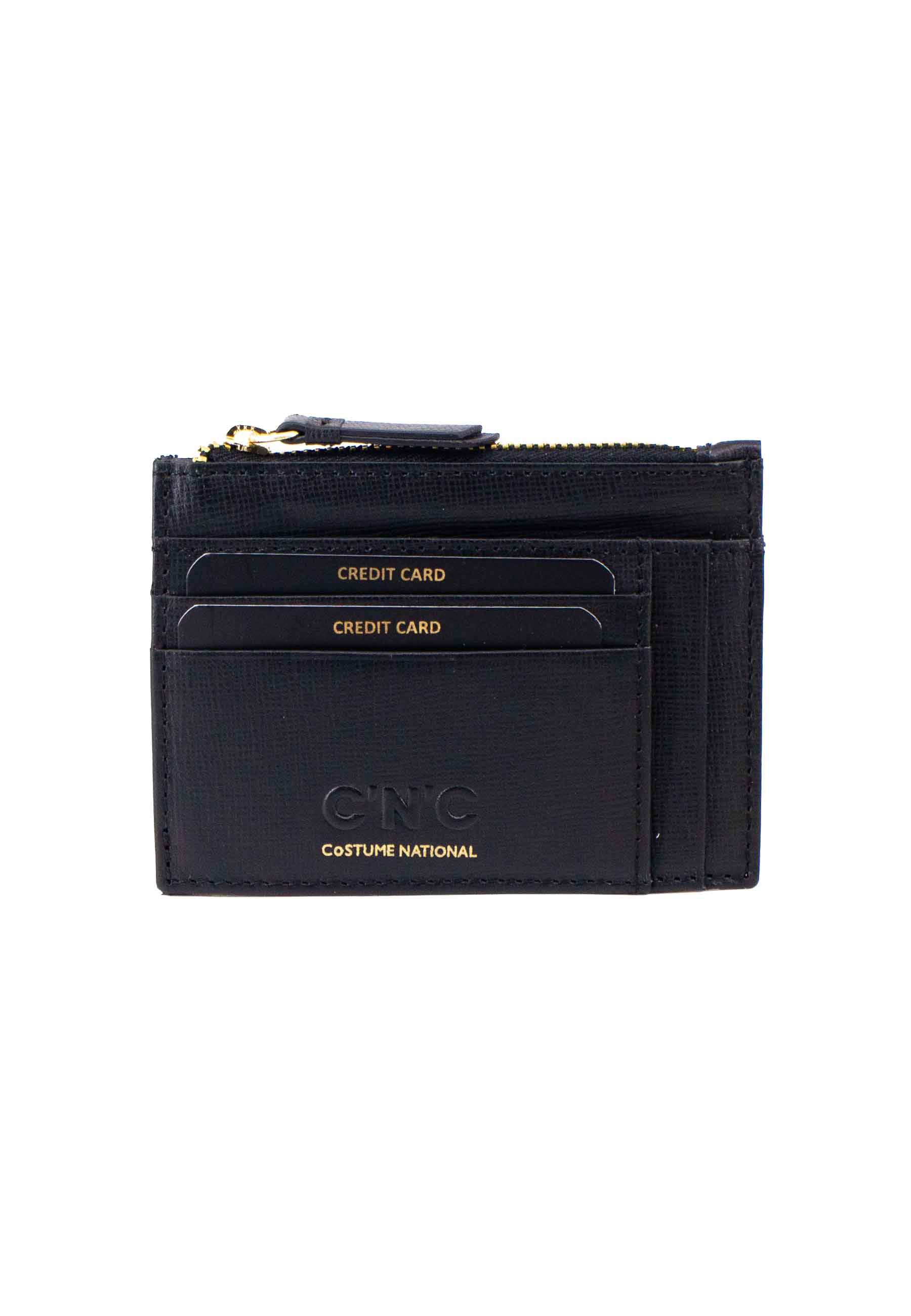 Men's zipped wallet in black saffiano leather