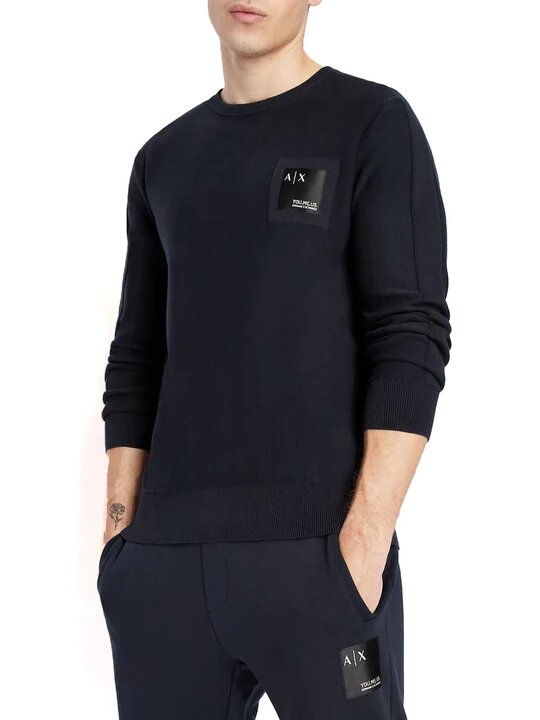 Pullover uomo in cotone organico blu