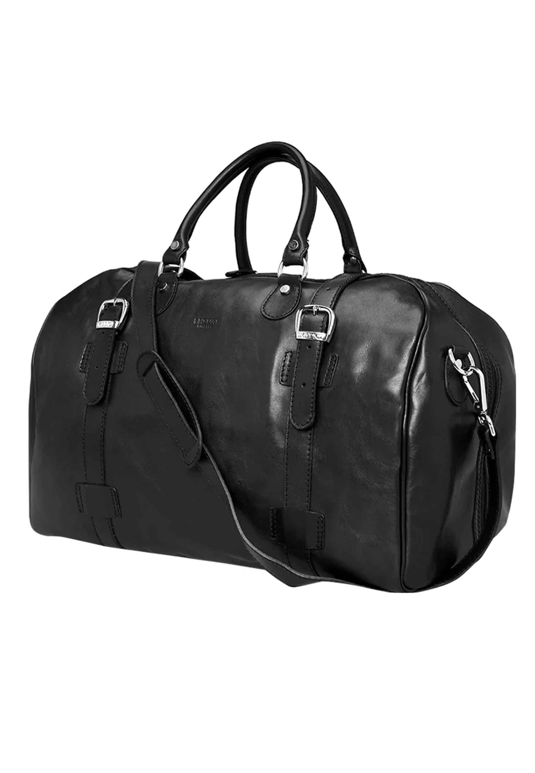 Cabin size men's travel bag in black leather