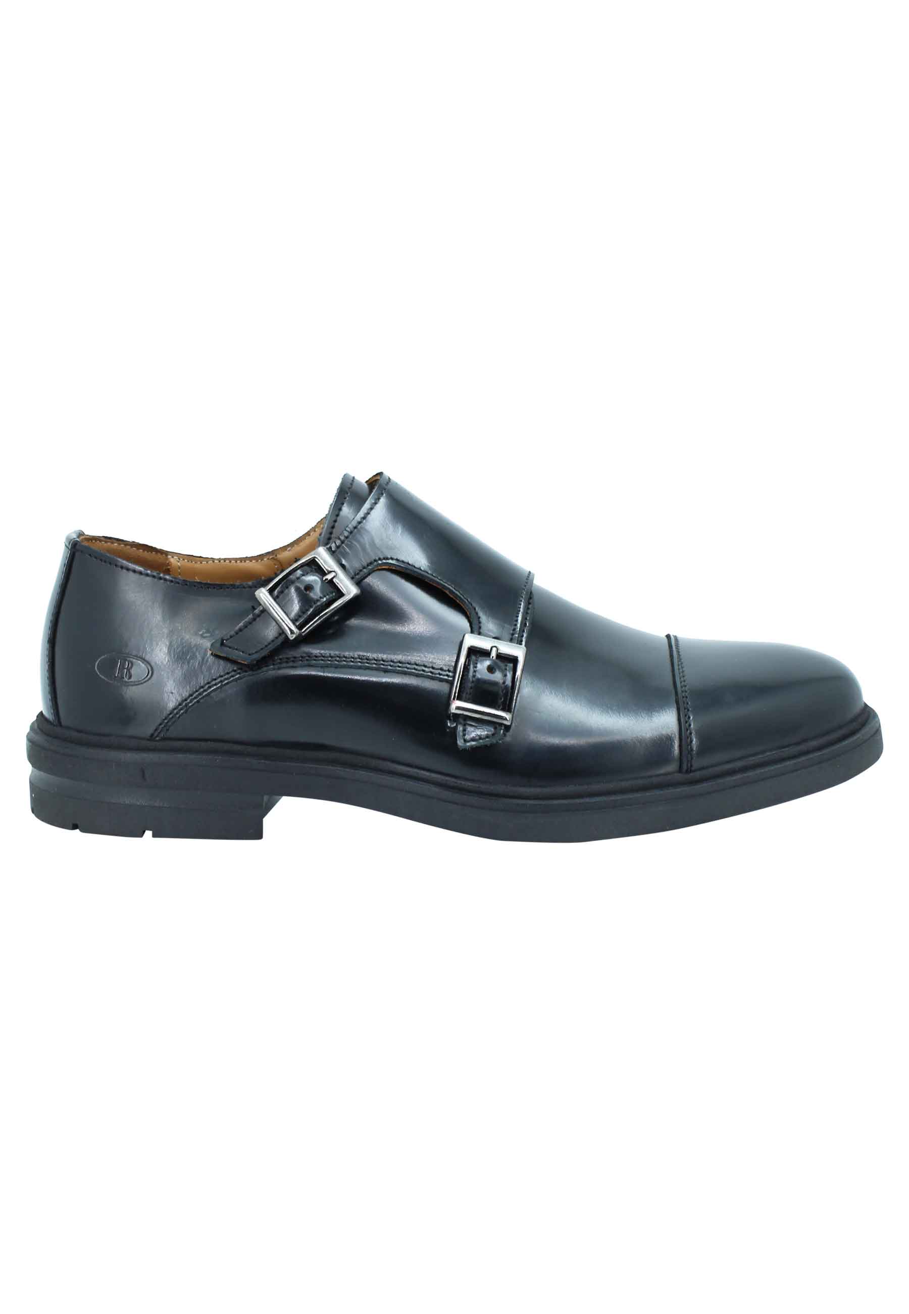 Mocassins diplomatiques pour hommes en cuir brillant noir avec semelle en caoutchouc