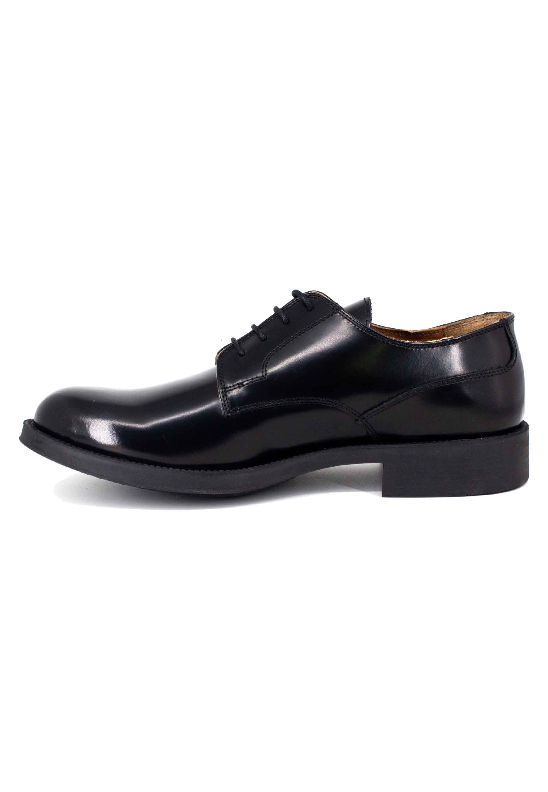 Chaussures à lacets pour hommes en cuir noir avec semelle en caoutchouc