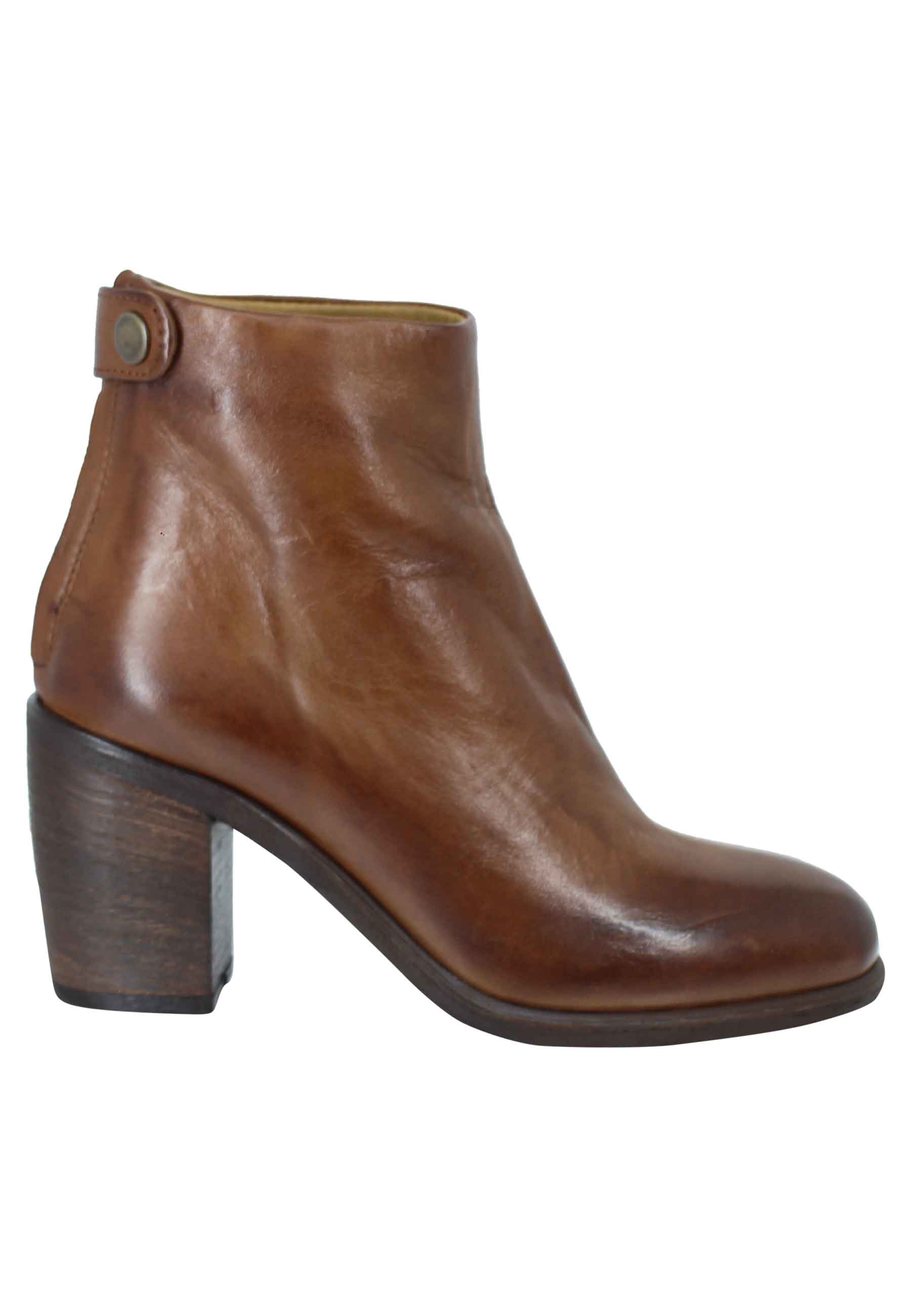 Bottines femme en cuir à talon et fermeture éclair au dos