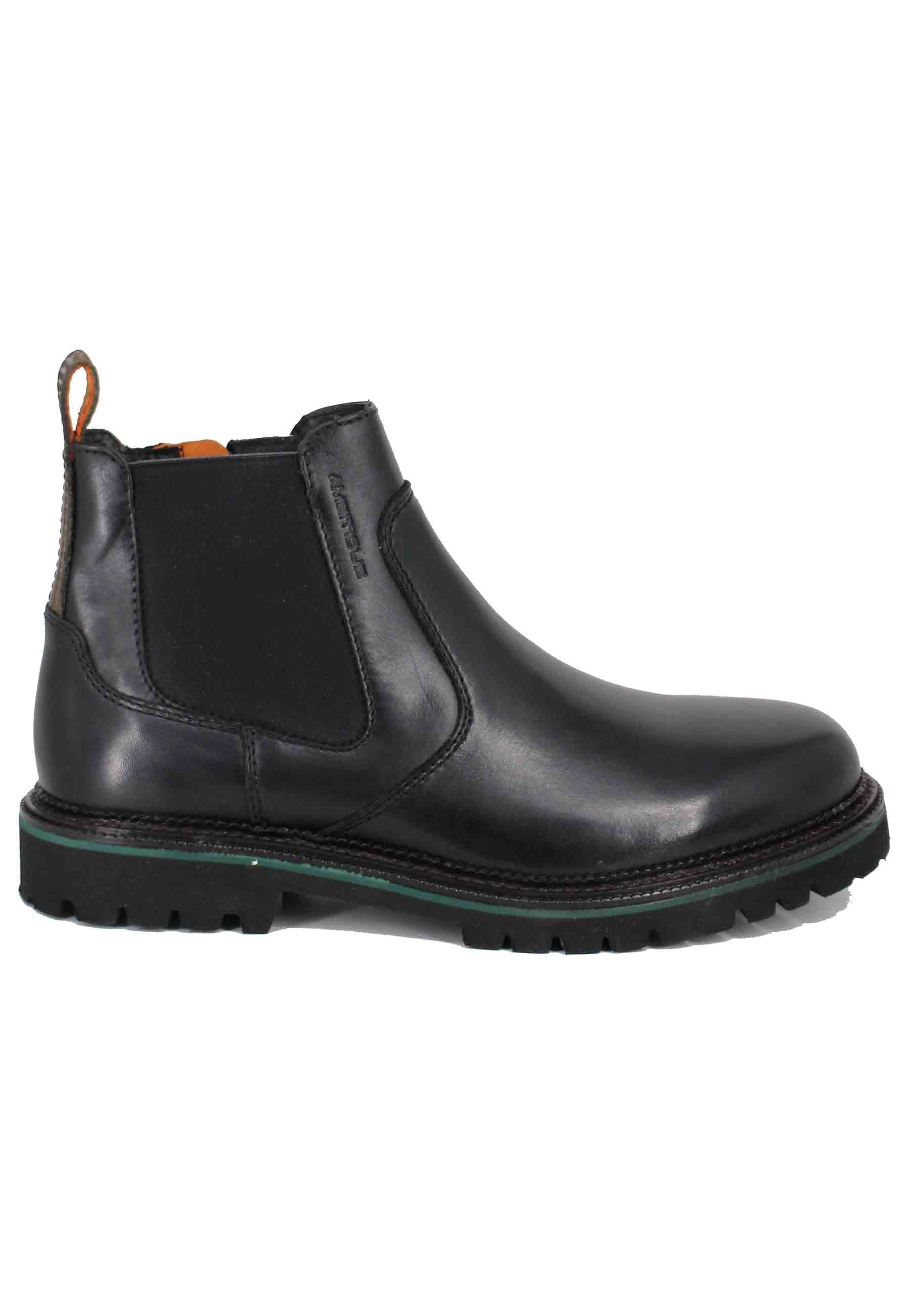 Bottines homme noires en cuir à semelle crantée