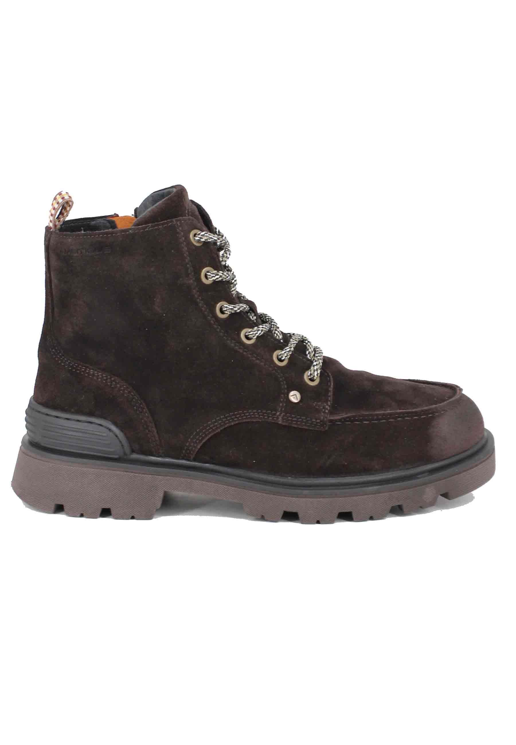 Men's lace-up ankle boots in greased brown suede