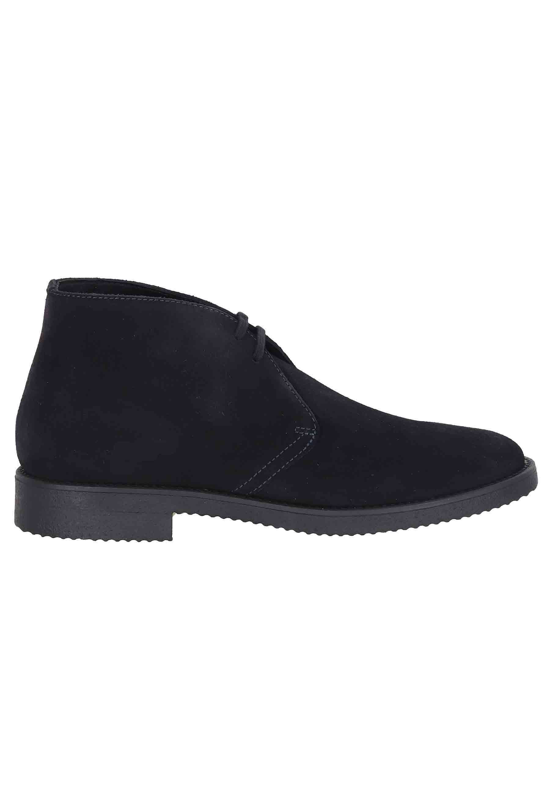 Men's ankle boots in blue suede with crepe sole