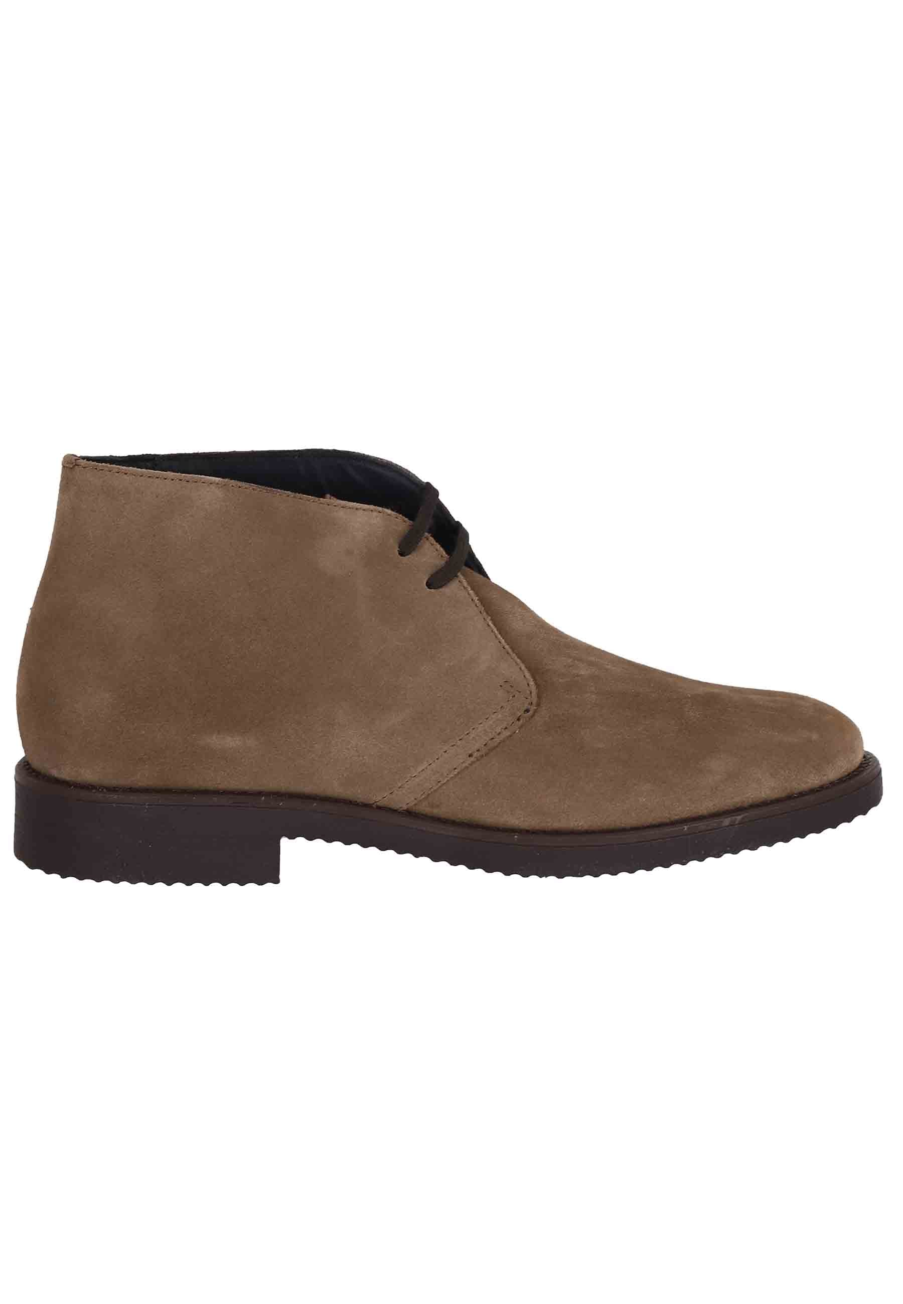 Men's ankle boots in taupe suede with crepe sole