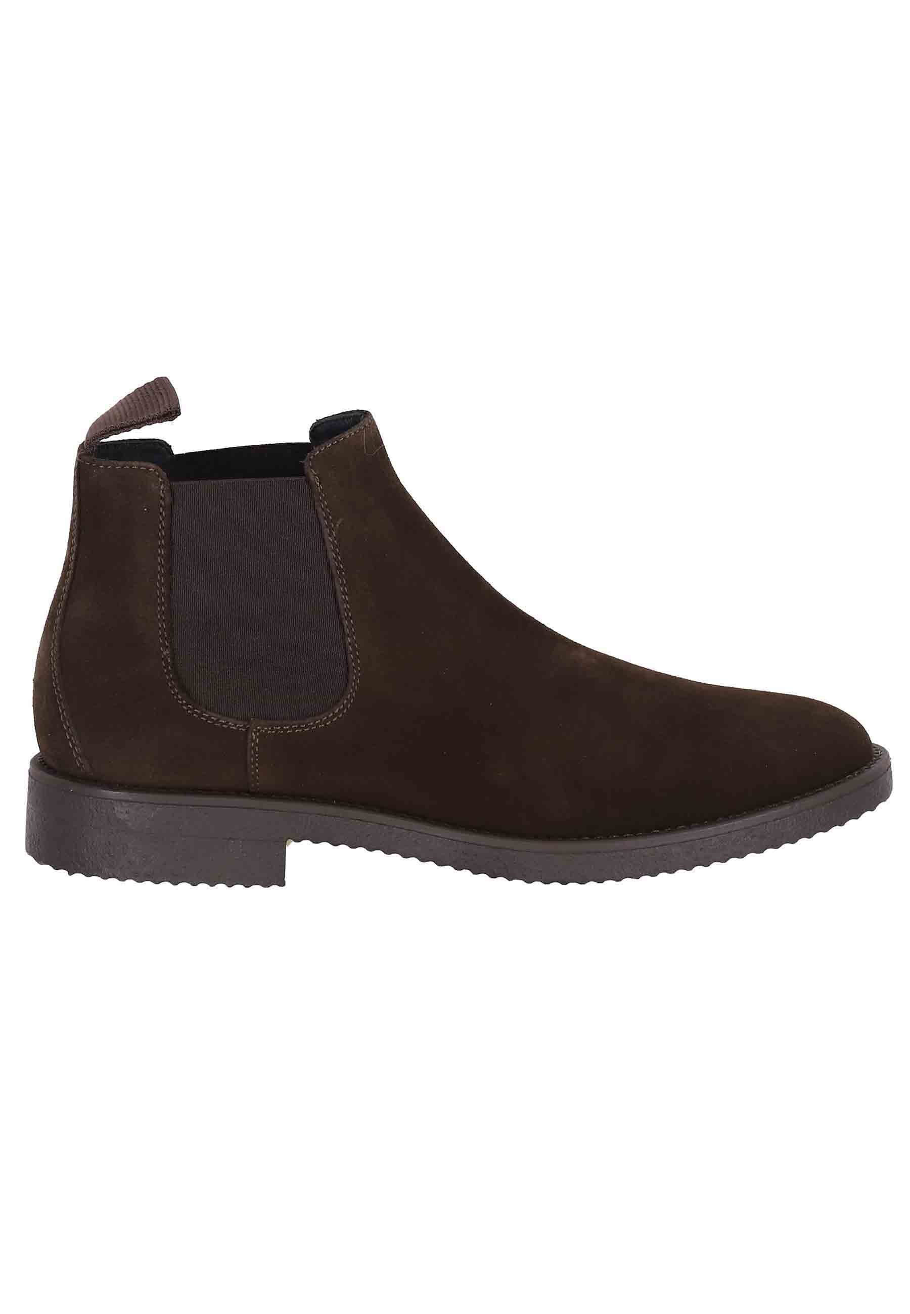 Men's Chelsea boots in dark brown suede with crepe sole