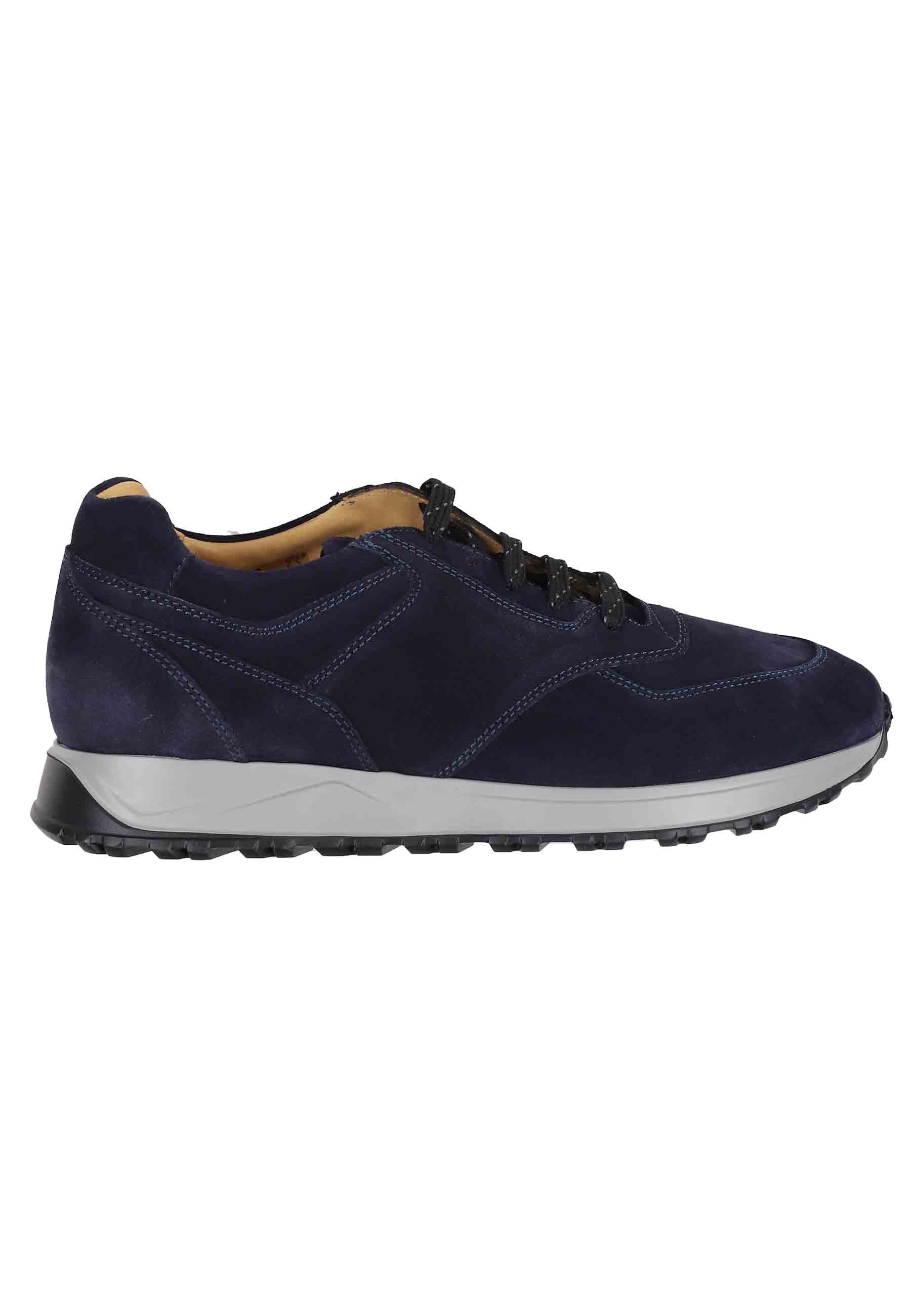 Men's sneakers in blue suede with rubber sole