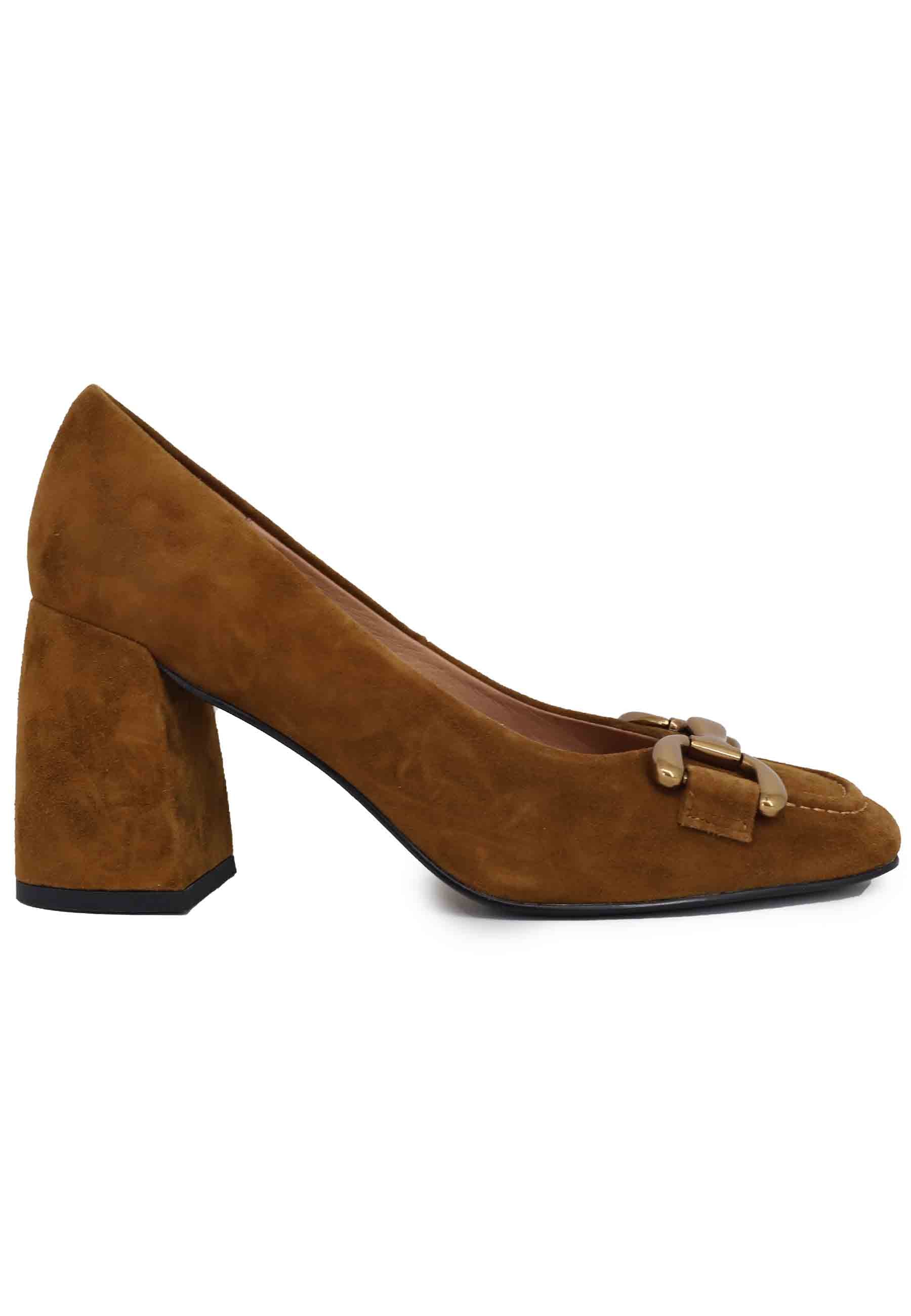Women's pumps in leather suede with high heel Amber