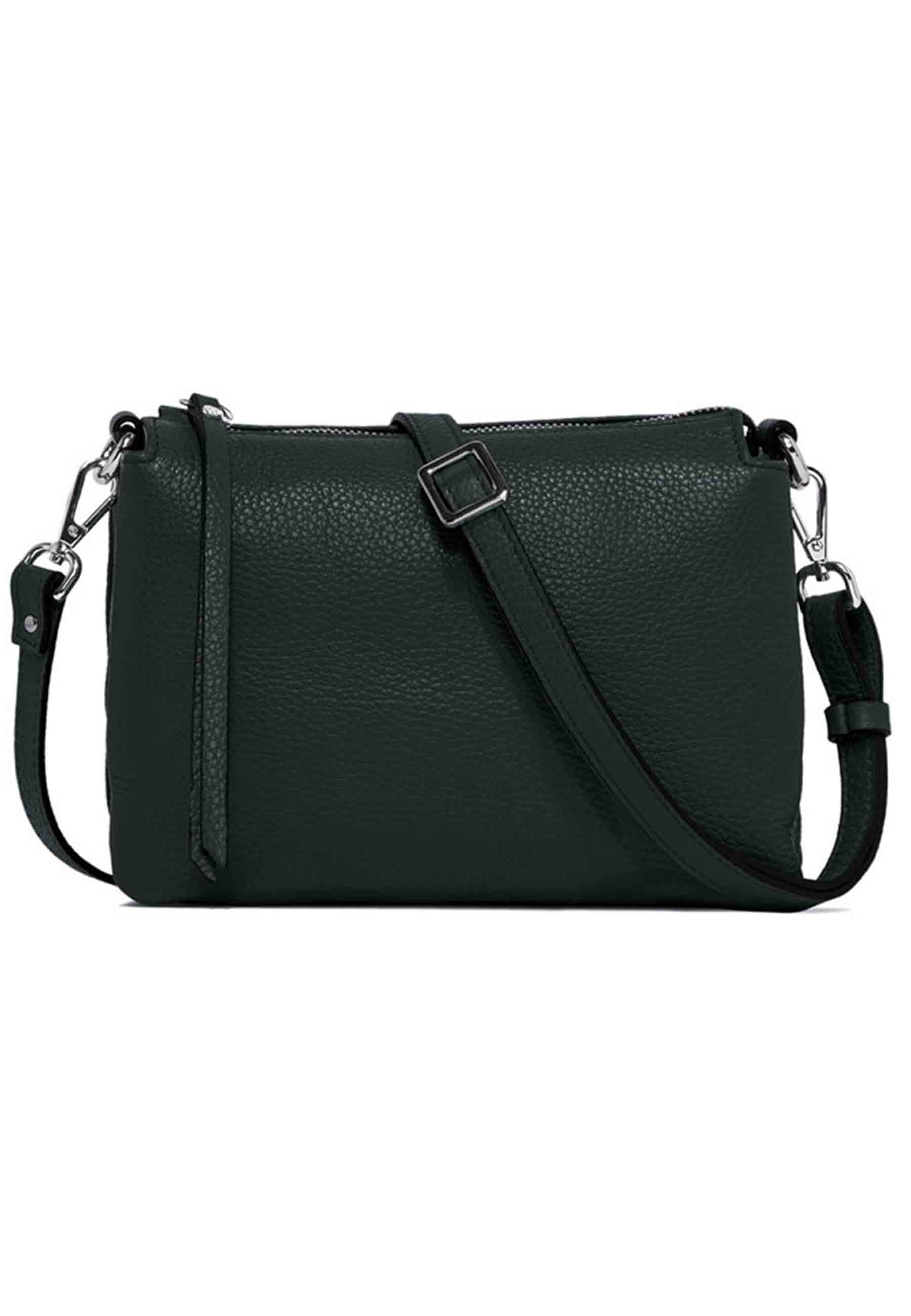 Borsa donna pochette Three in pelle verde con tracolla removibile in tono