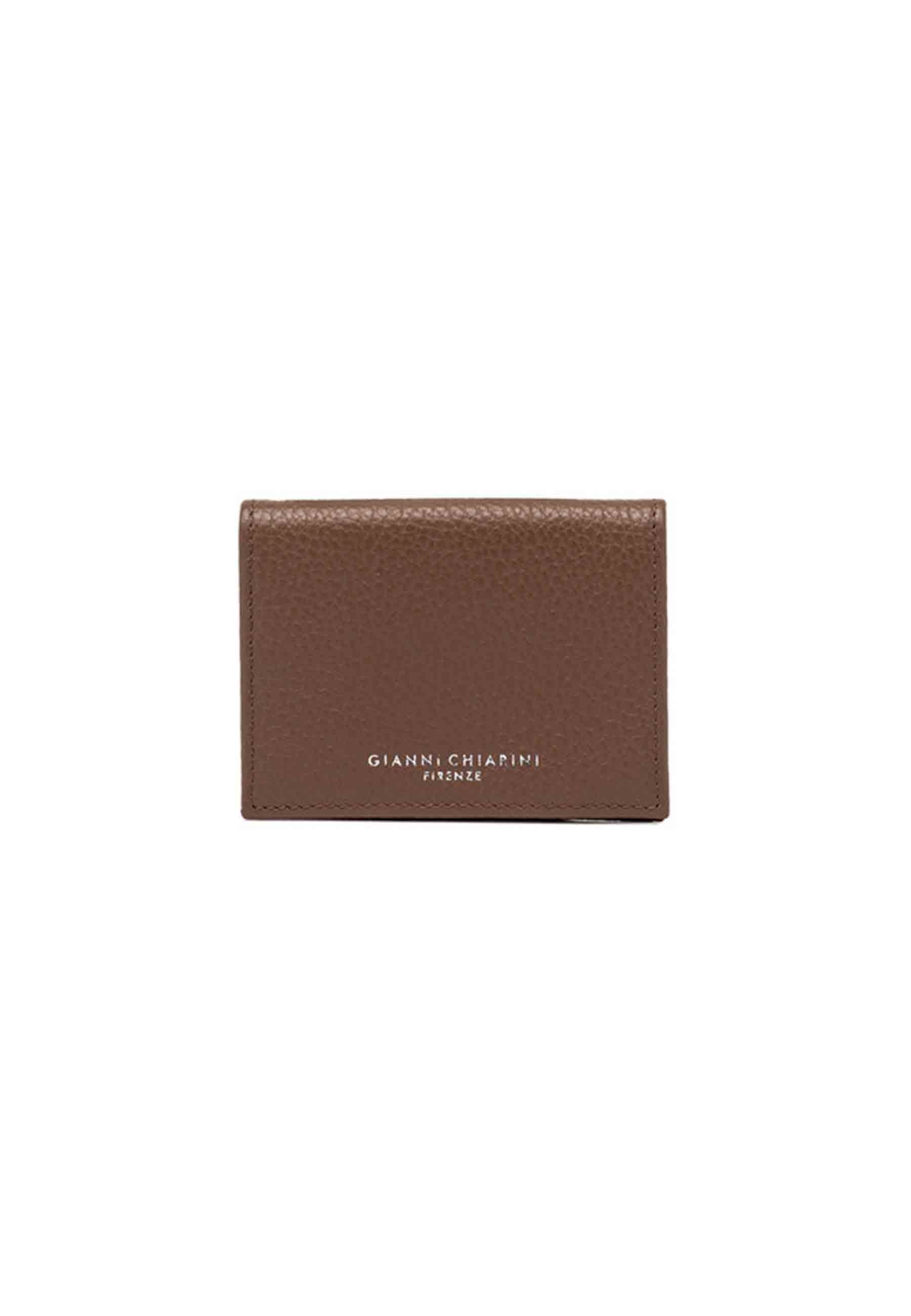 Women's card holder in beaver grained leather with button closure