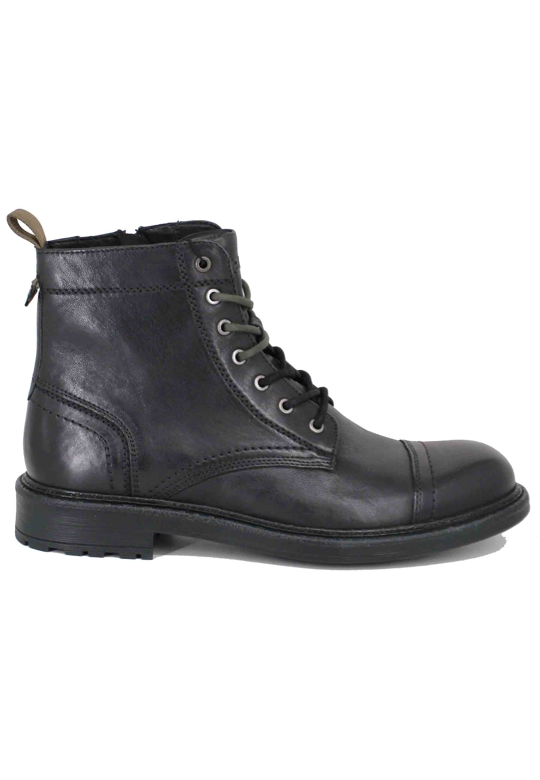 Maywood men's black leather lace-up ankle boots