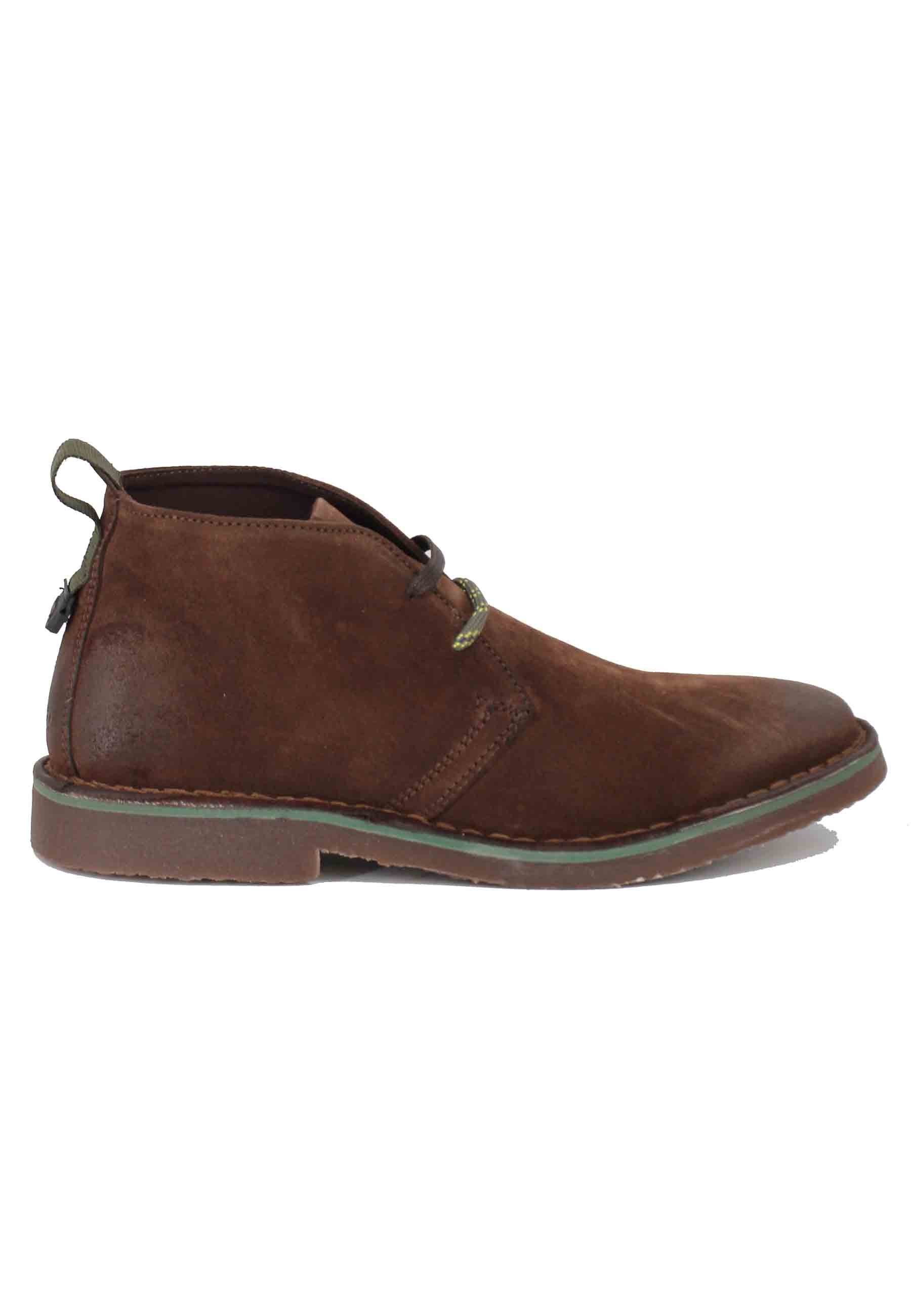 Overland men's ankle boots in dark brown suede with crepe sole