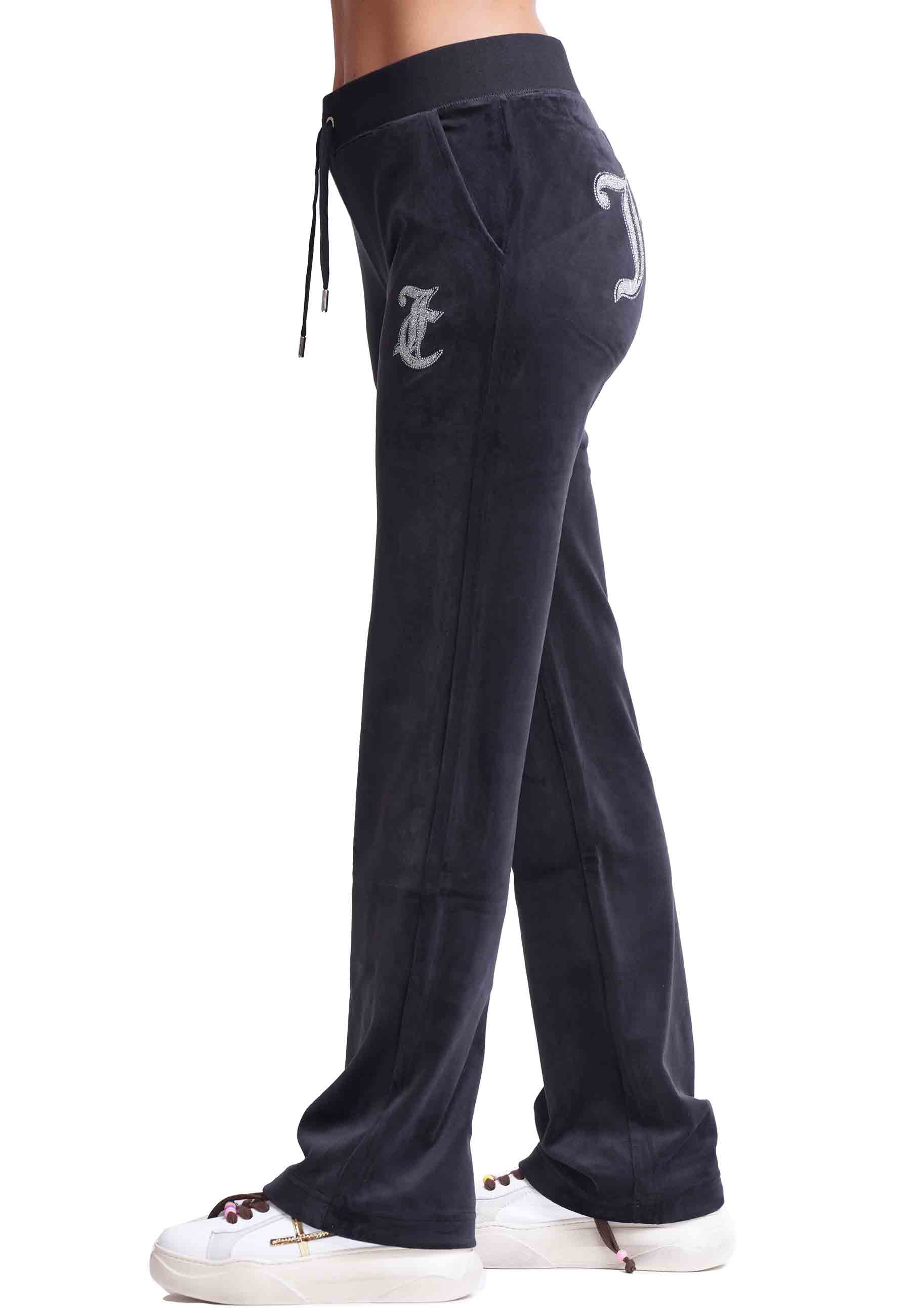 Pantaloni donna Diamond in velluto nero con strass