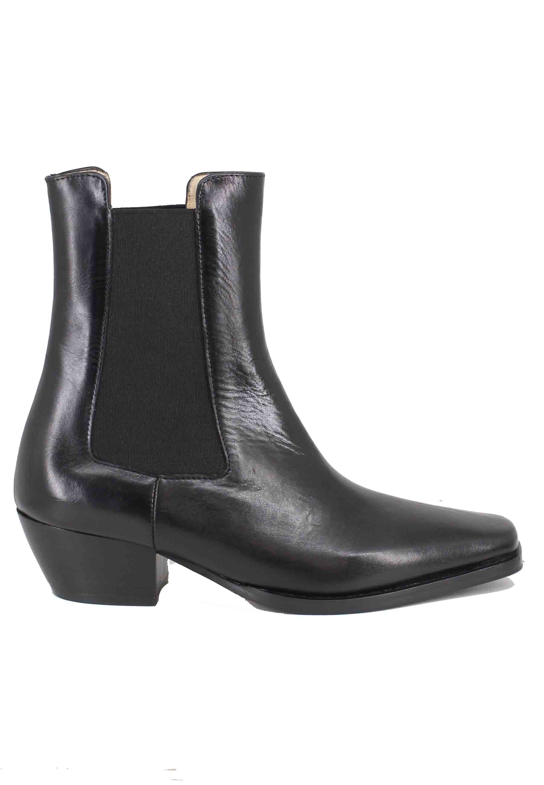 Spatarella Stivaletti chelsea boot donna in pelle nera punta quadra