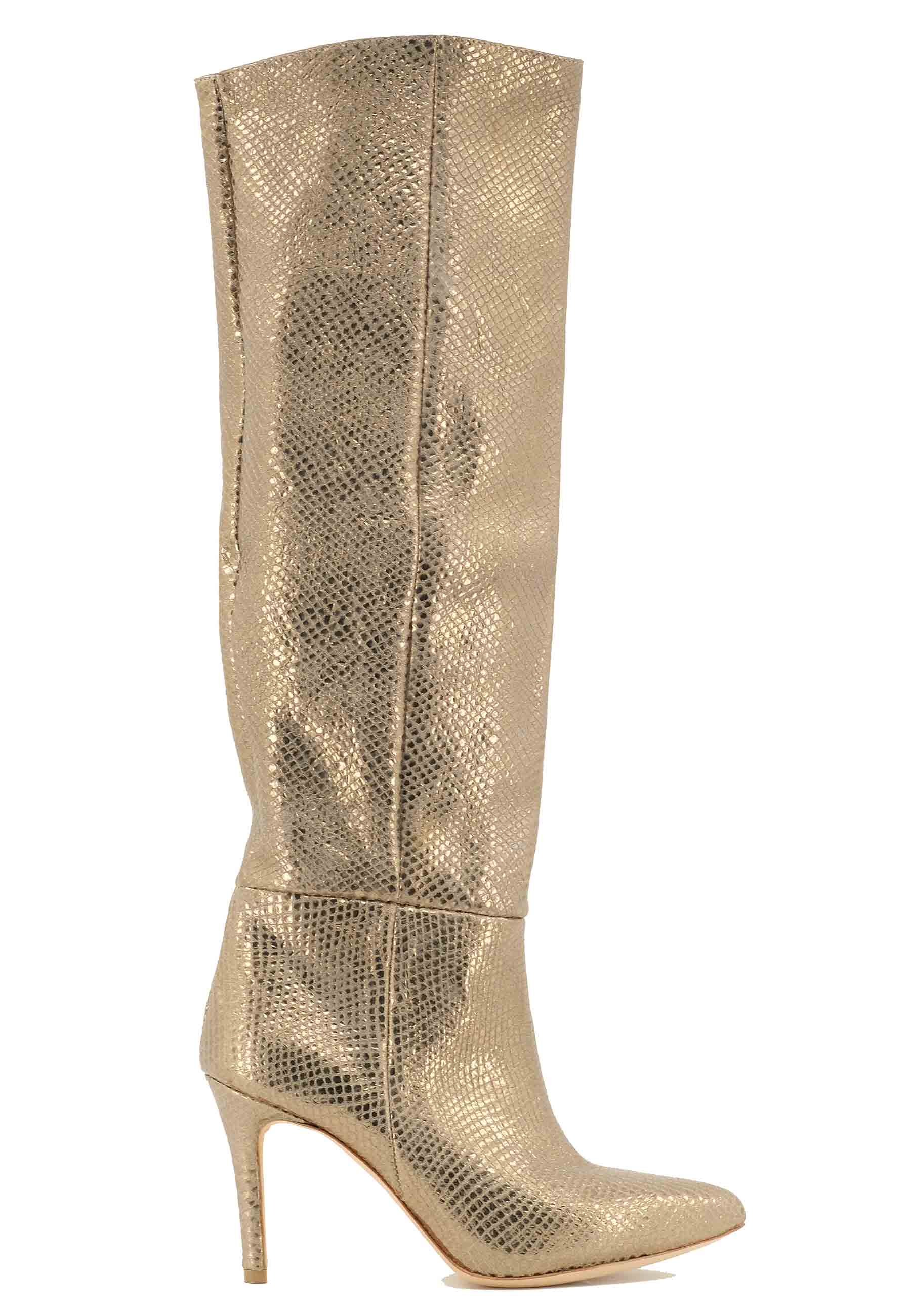 ST1242 boots in pearly platinum suede with high heel