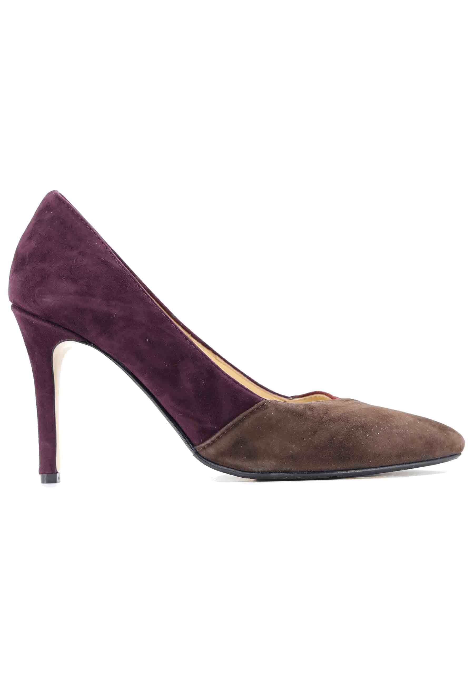 Decollete DE1544 in plum suede high heel