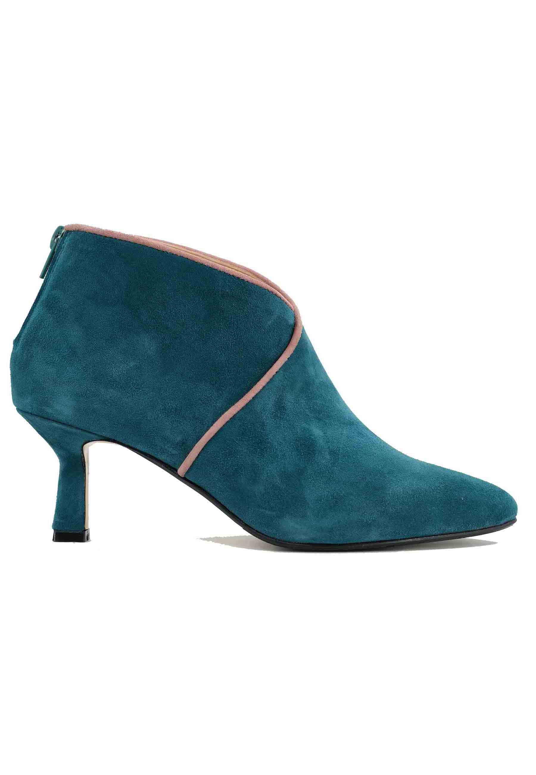 TR1662/RT ankle boots in ocean blue suede with rear zip