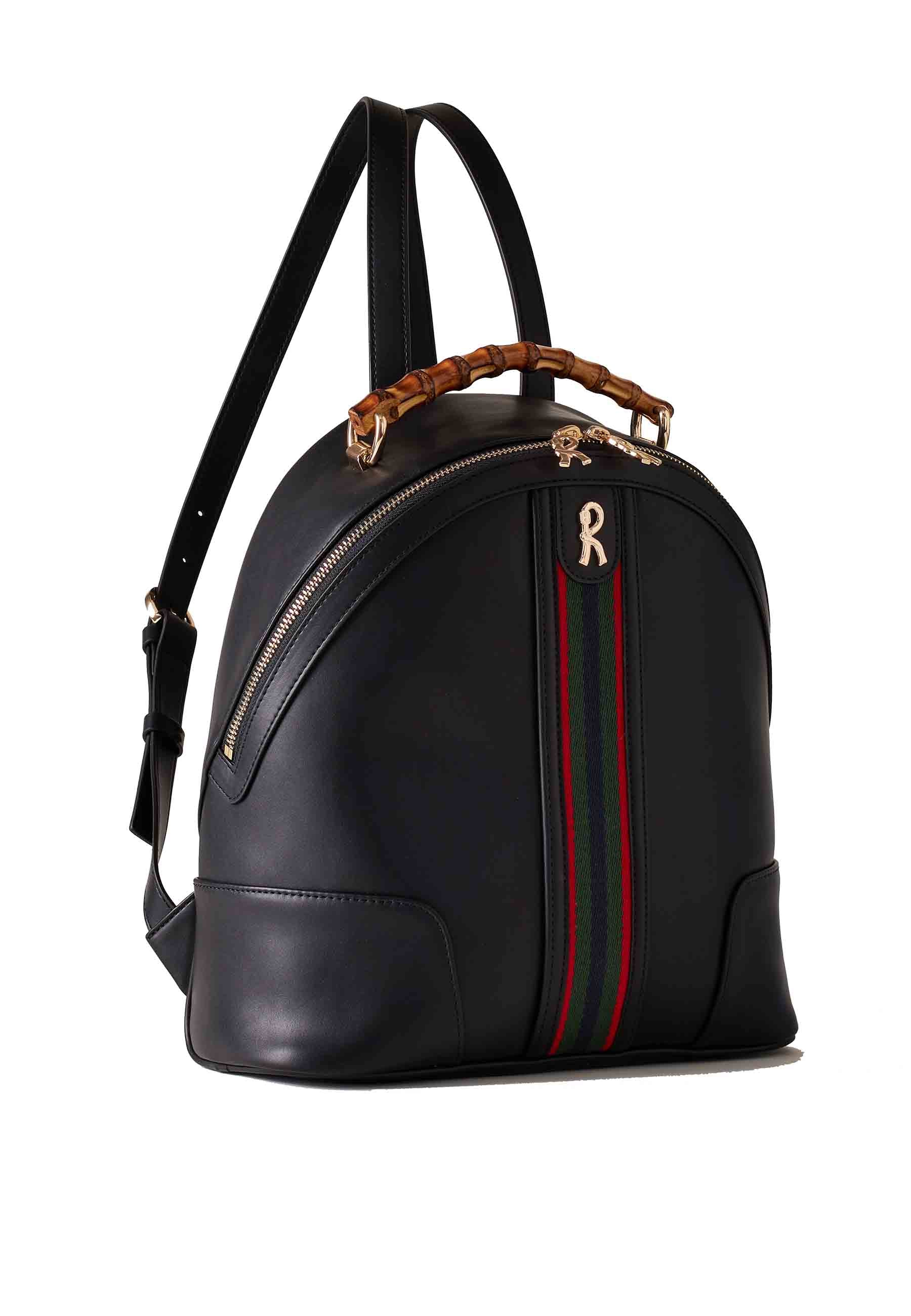 Women's backpack in black eco leather with adjustable shoulder straps