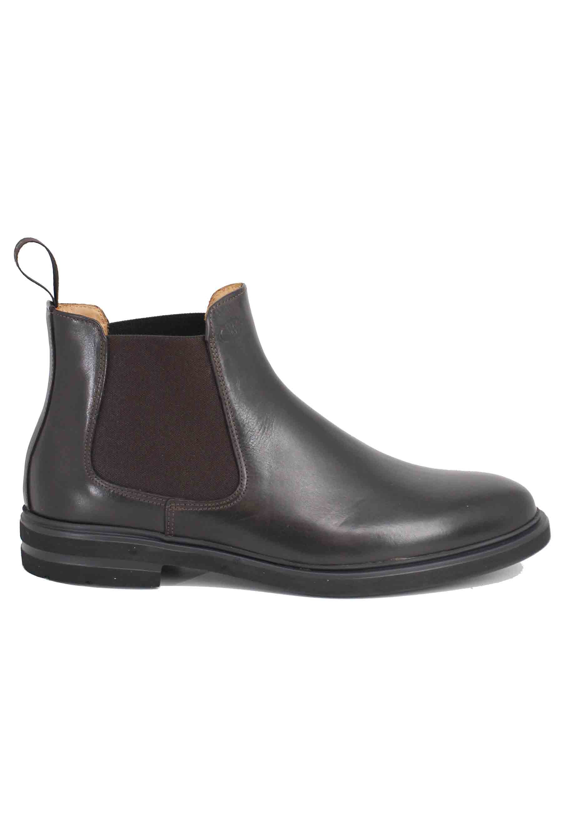 Bottines Beatles pour hommes en cuir marron avec semelle en caoutchouc