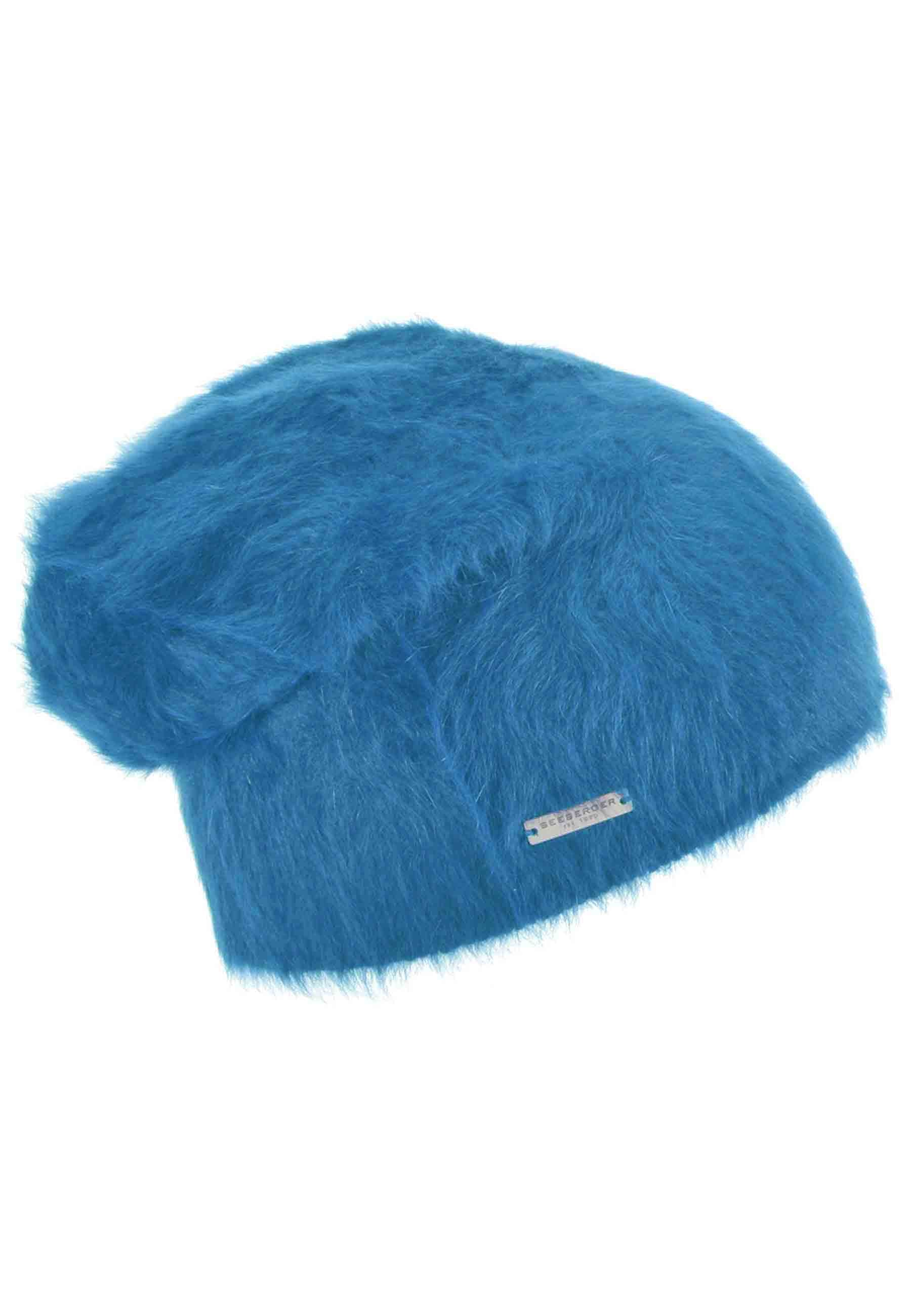 Copricapo in lana d'angora azzurro