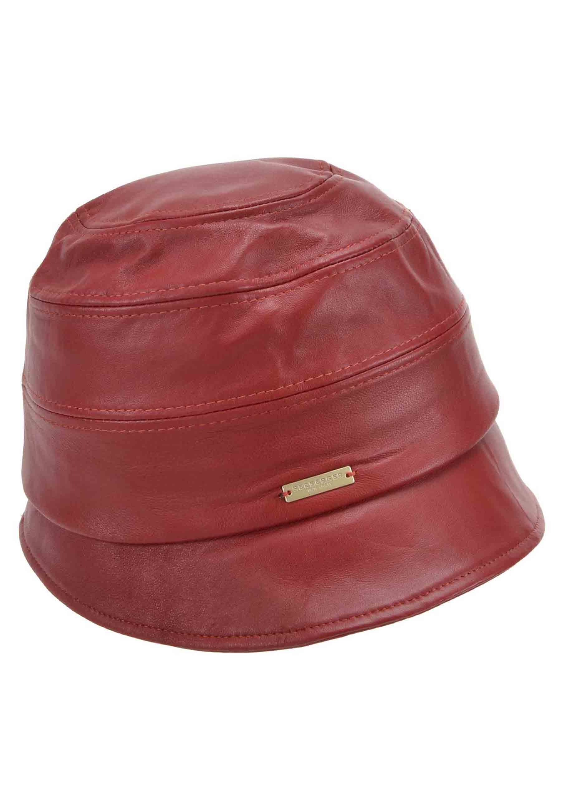 Women's cloche hat in burgundy leather