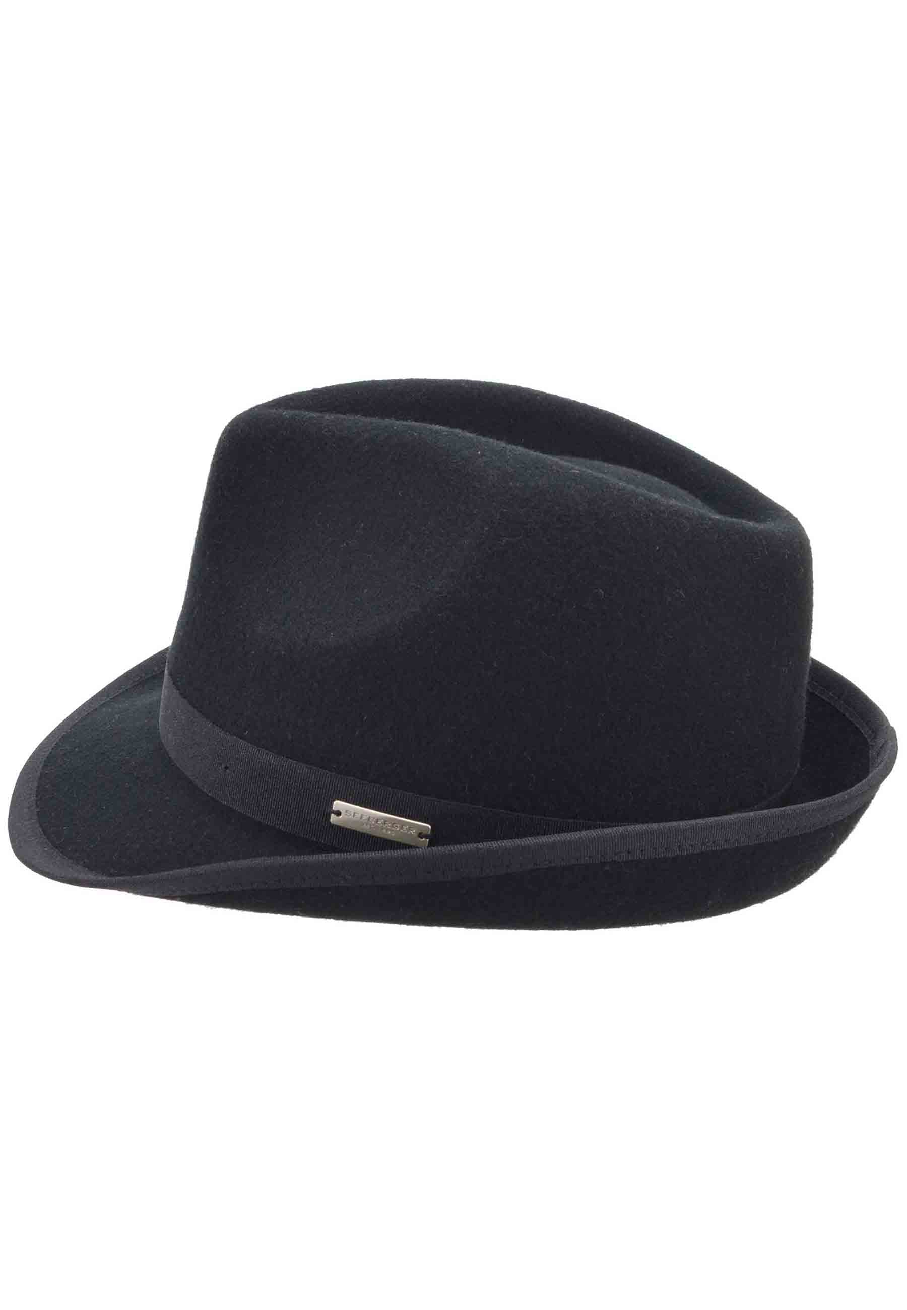 Women's black wool Trilby hat