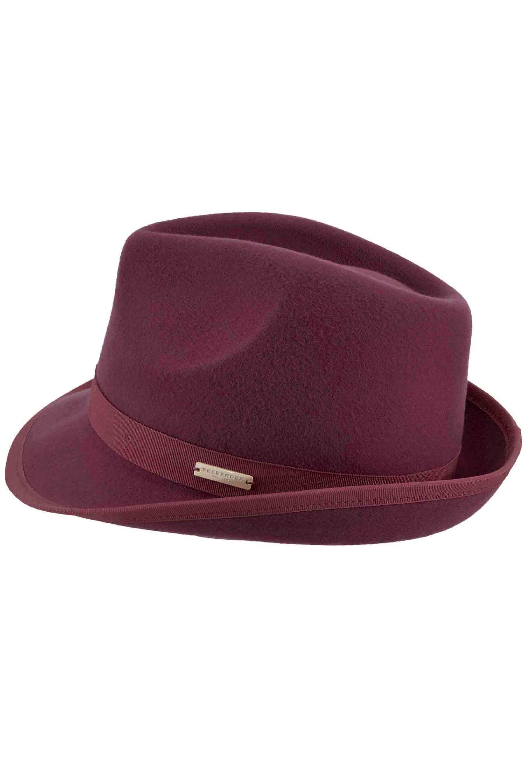 Women's Trilby hat in burgundy wool