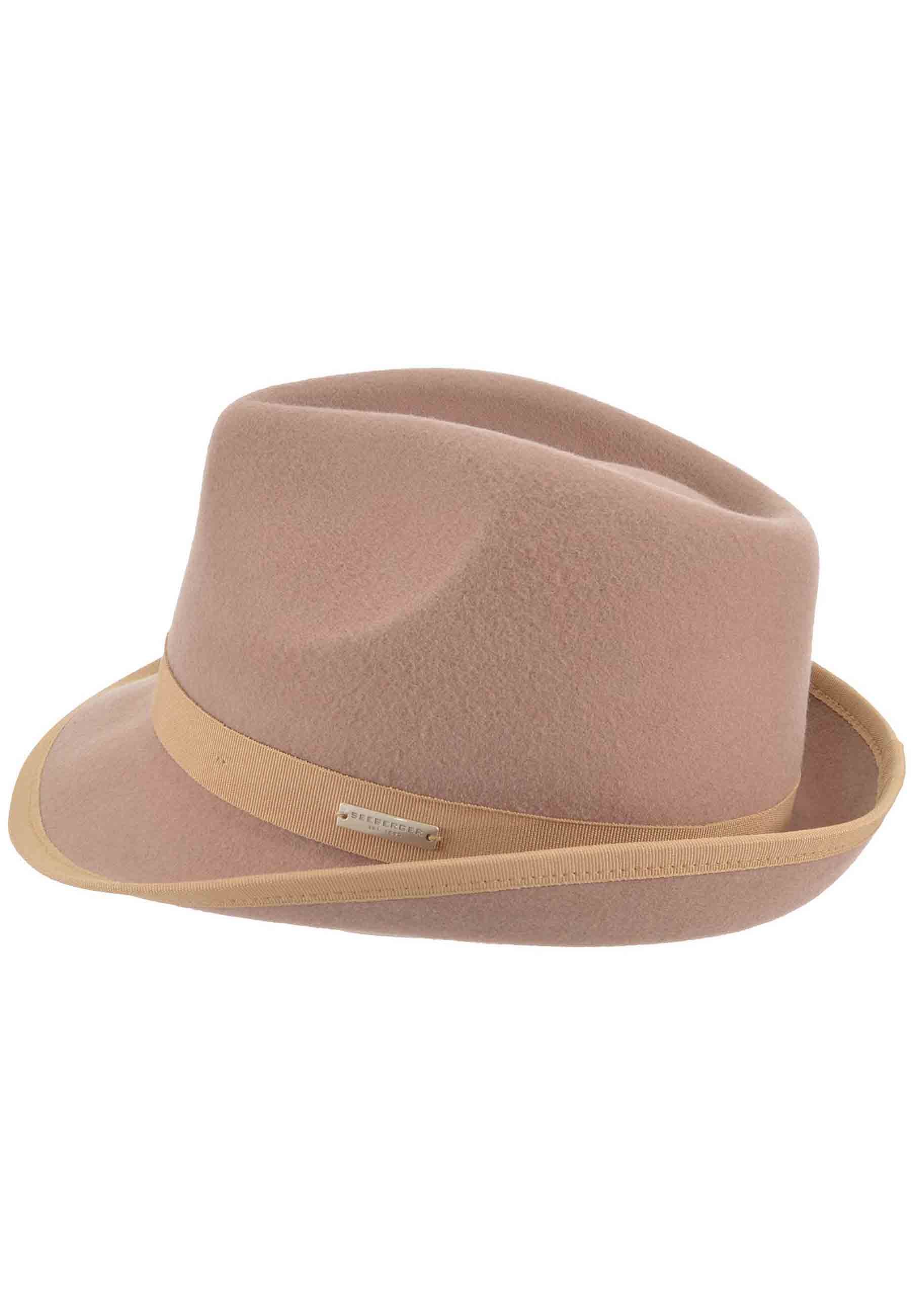 Cappello donna Trilby in lana camel