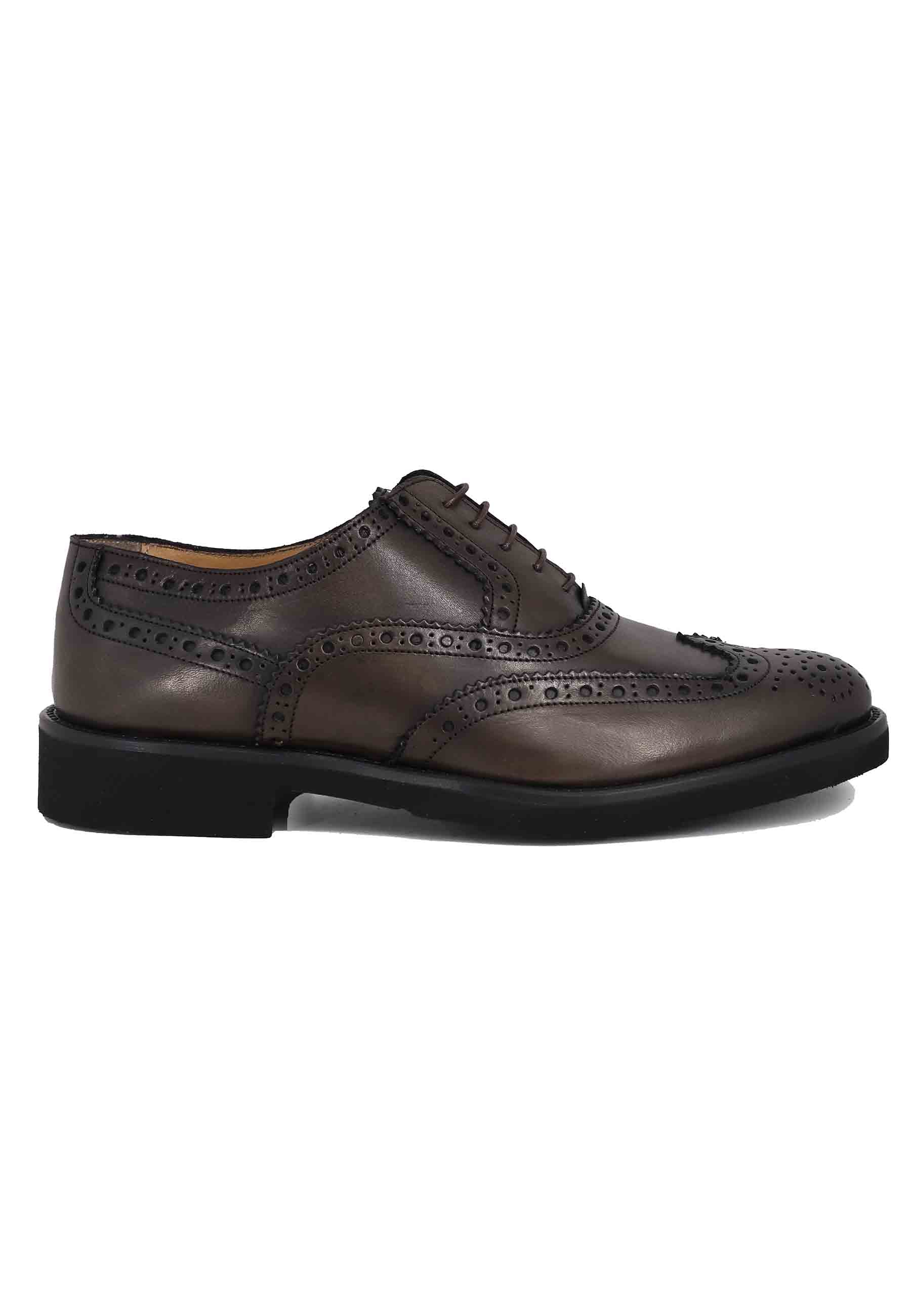 Chaussures à lacets pour hommes en cuir marron foncé avec surpiqûres anglaises et semelle en caoutchouc ultra légère