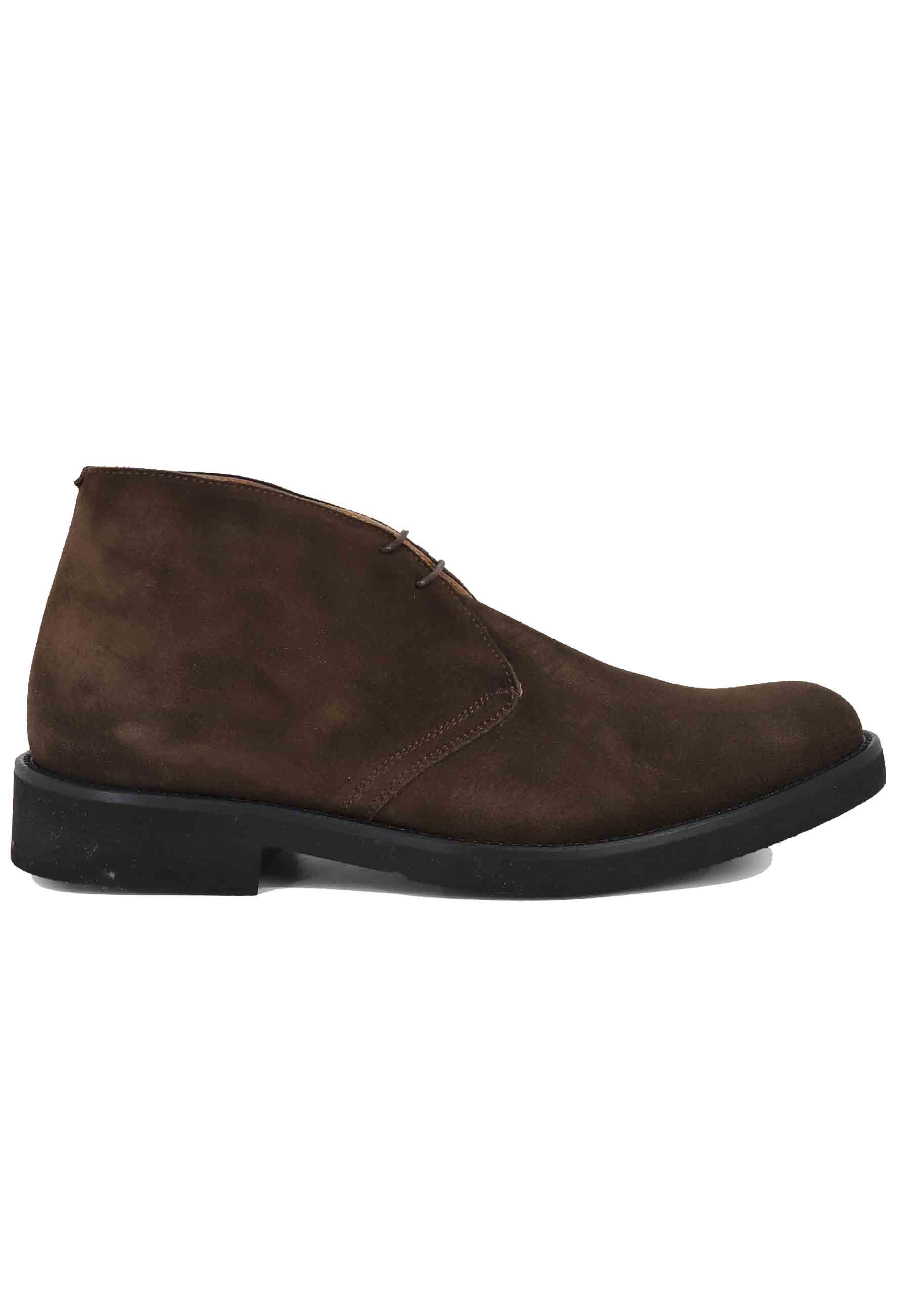 Men's ankle boots in dark brown suede with ultra-light rubber sole