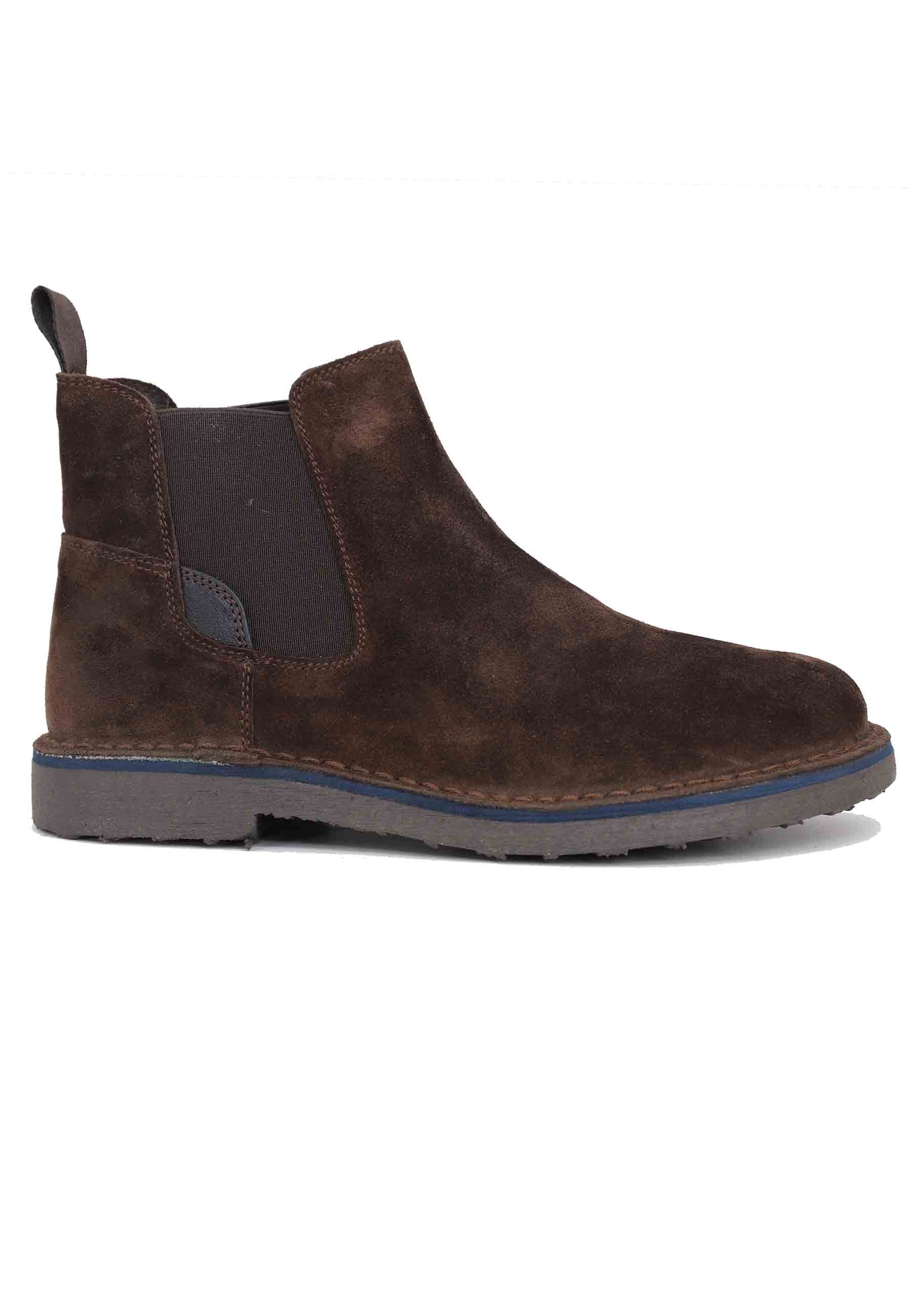Chelsea boot in dark brown suede with rubber sole