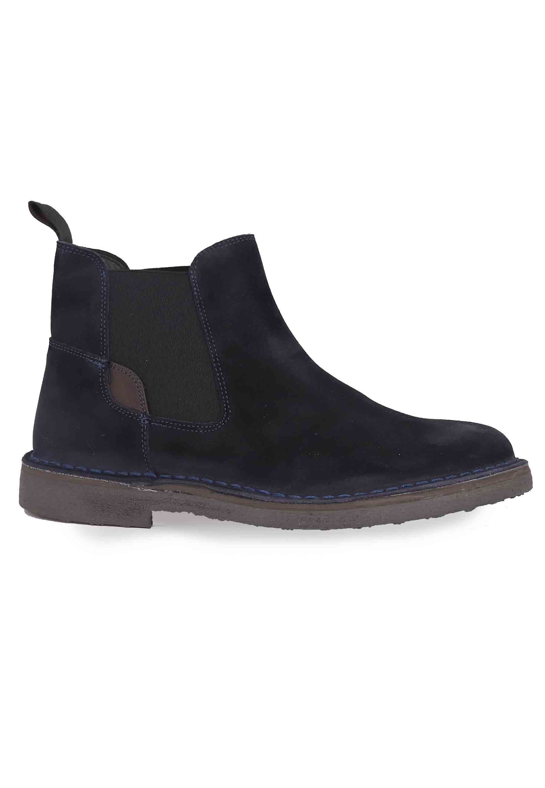 Spatarella Chelsea boot in camoscio blu con suola in gomma