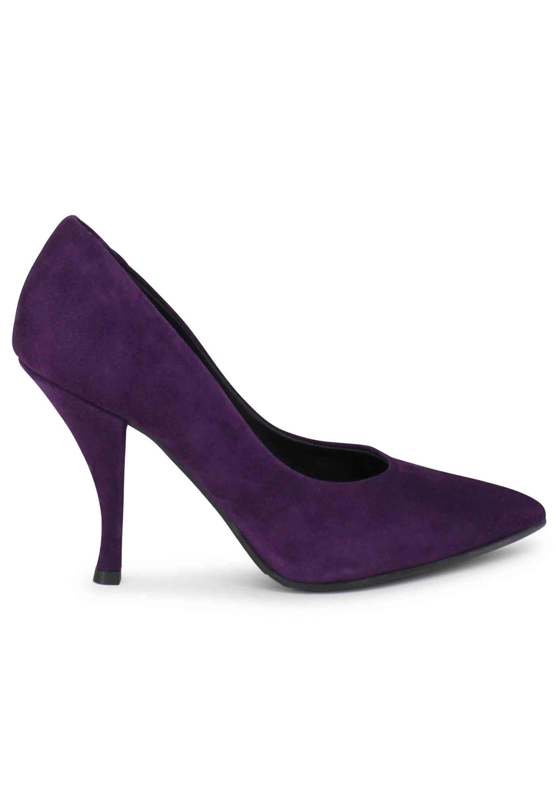 Women's high heel purple suede pumps