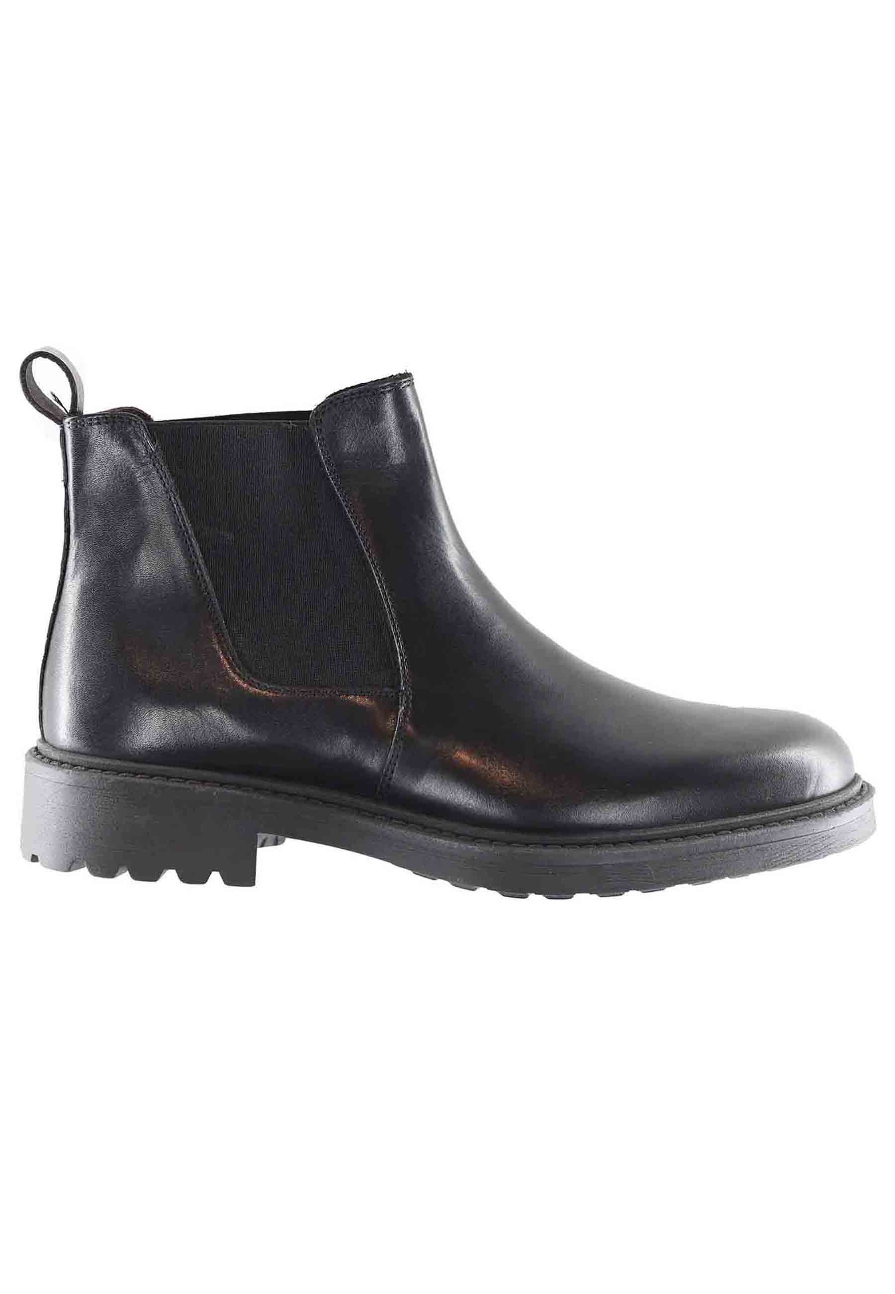 Spatarella Stivaletti chelsea boot uomo in pelle nera con suola carrarmato