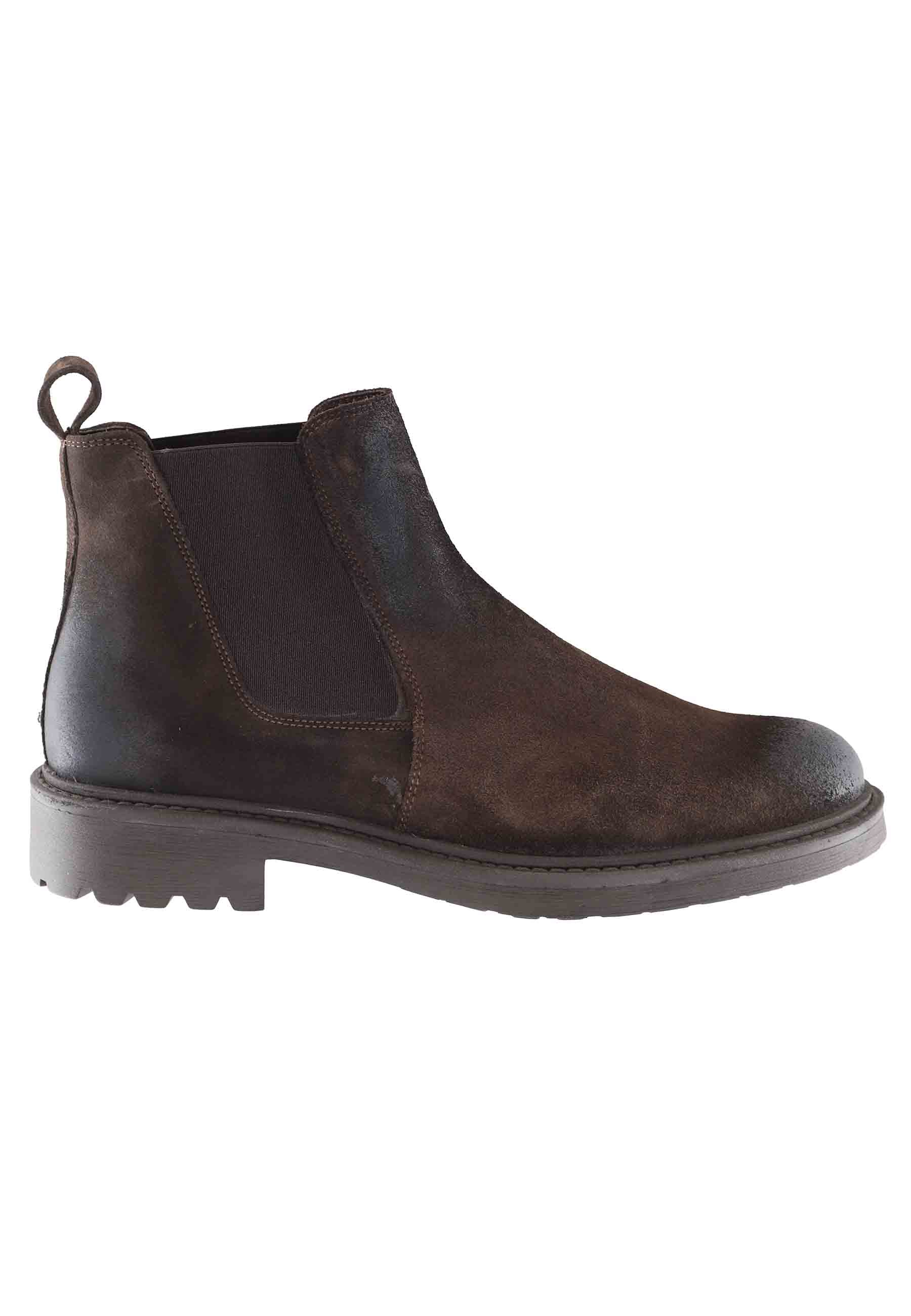 Spatarella Stivaletti chelsea boot uomo in camoscio testa di moro con suola carrarmato