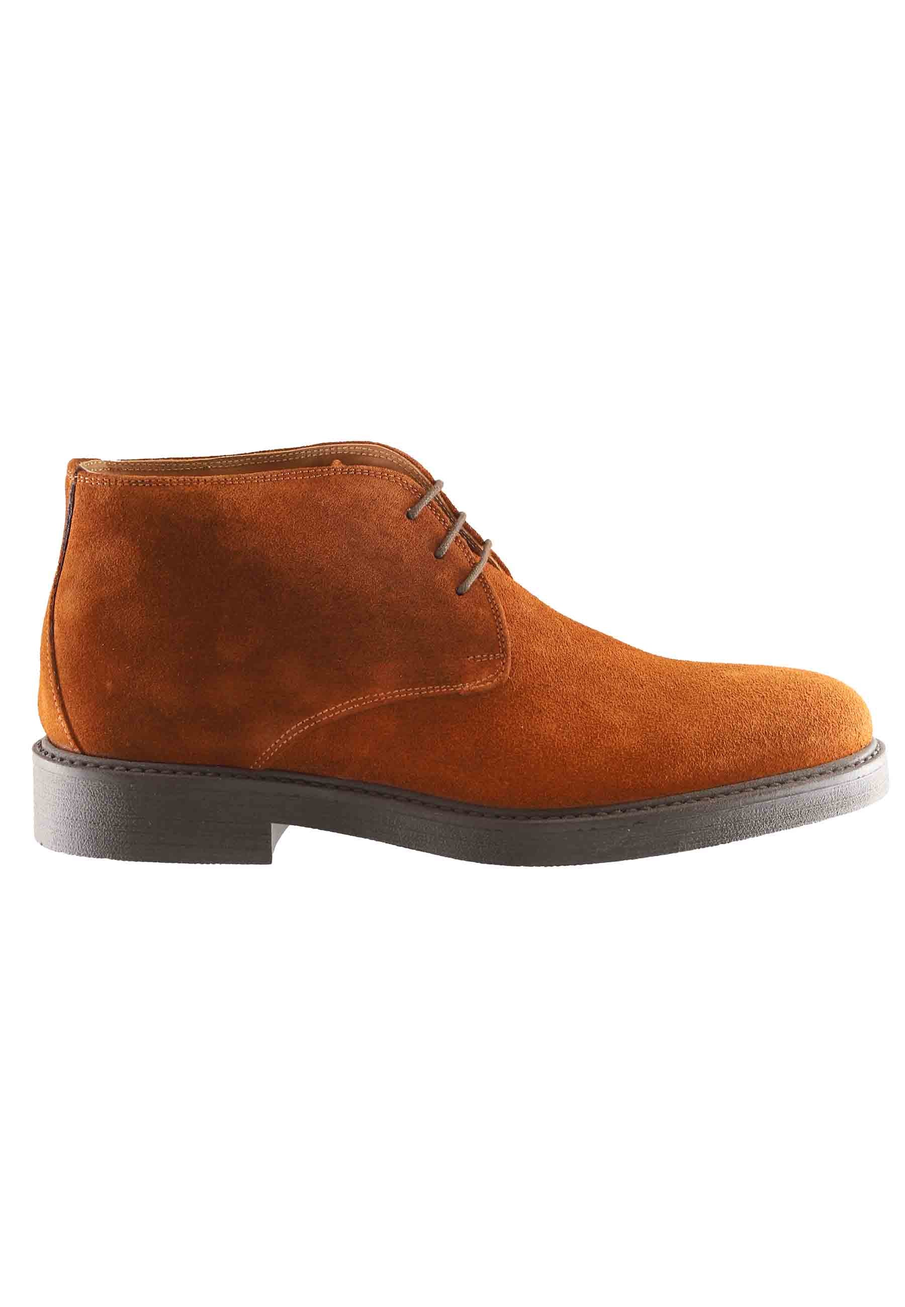 Men's rust suede ankle boots with rubber sole