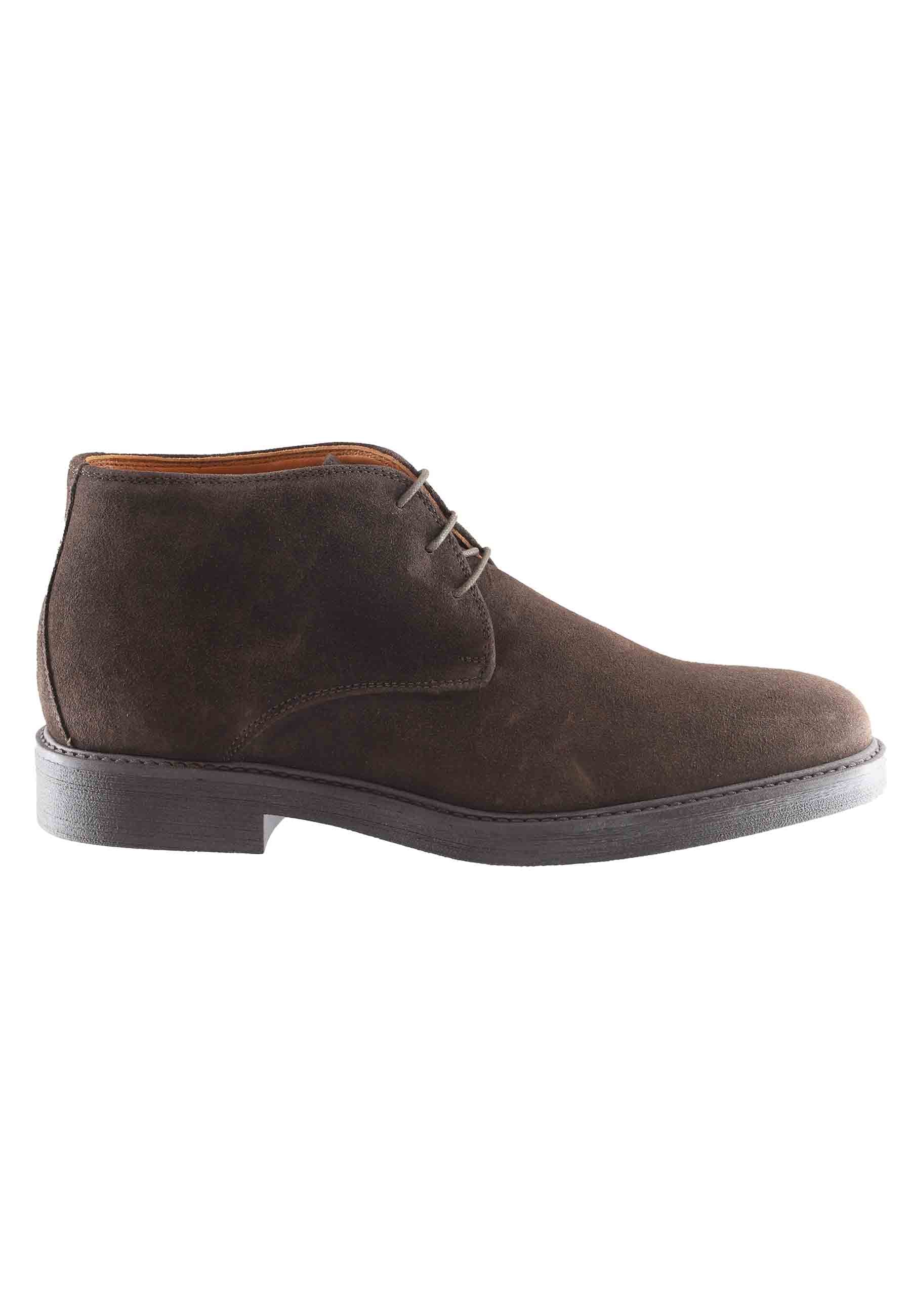 Men's ankle boots in dark brown suede with rubber sole