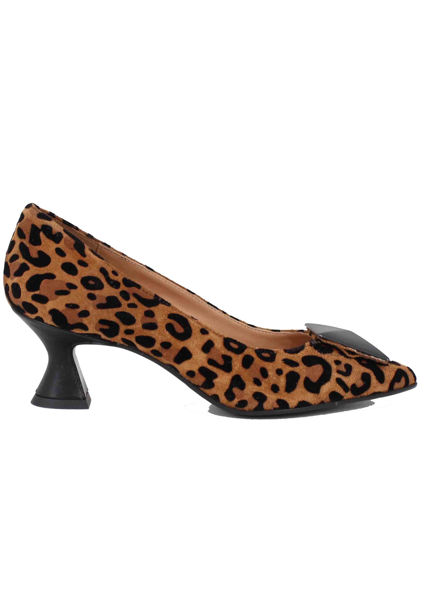 Spatarella Decollete donna in pelle animalier leopardata